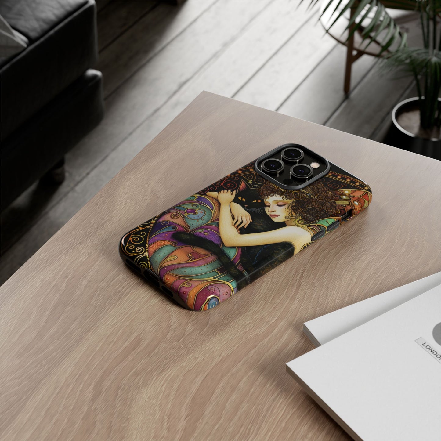 Artistic Phone Case for Cat Lovers, Tough Cases with Enchanting Design, Unique Gift for Birthdays, Holidays, and Celebrations