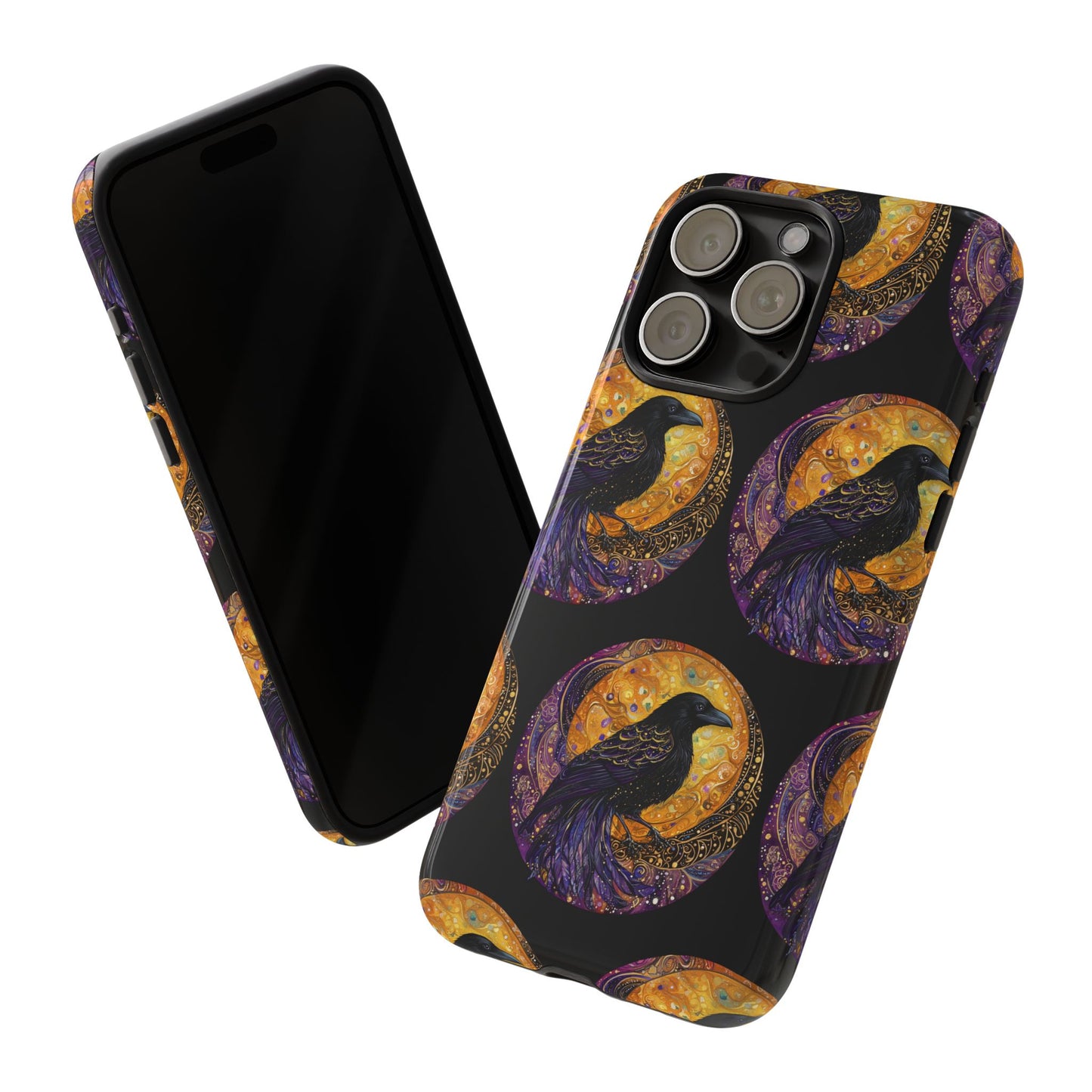 Raven Celestial Phone Case, Astrological Gift, Bird Lover Accessory, Tough Phone Cover, Gothic Aesthetic, Halloween Tech Decor