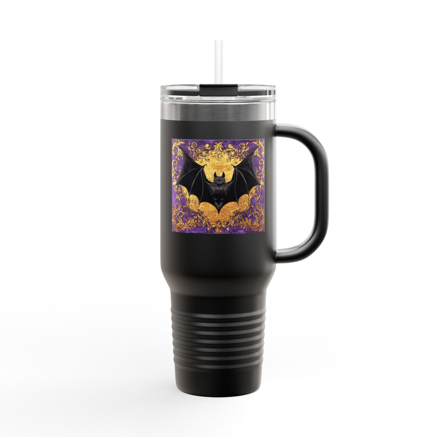 Spooky Bat Insulated Travel Mug | 40oz Halloween Coffee Cup, Bat Design, Perfect for Fall, Gifts for Friends, Unique Travel Mug
