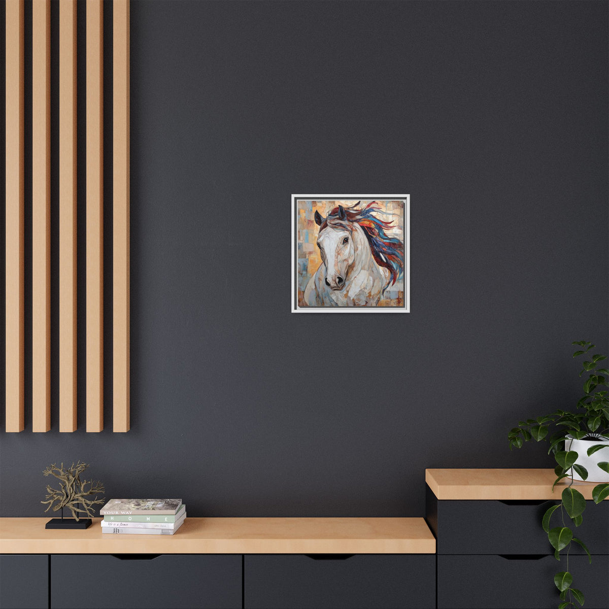 Colorful Mane Horse Matte Canvas Framed | Equine Wall Art