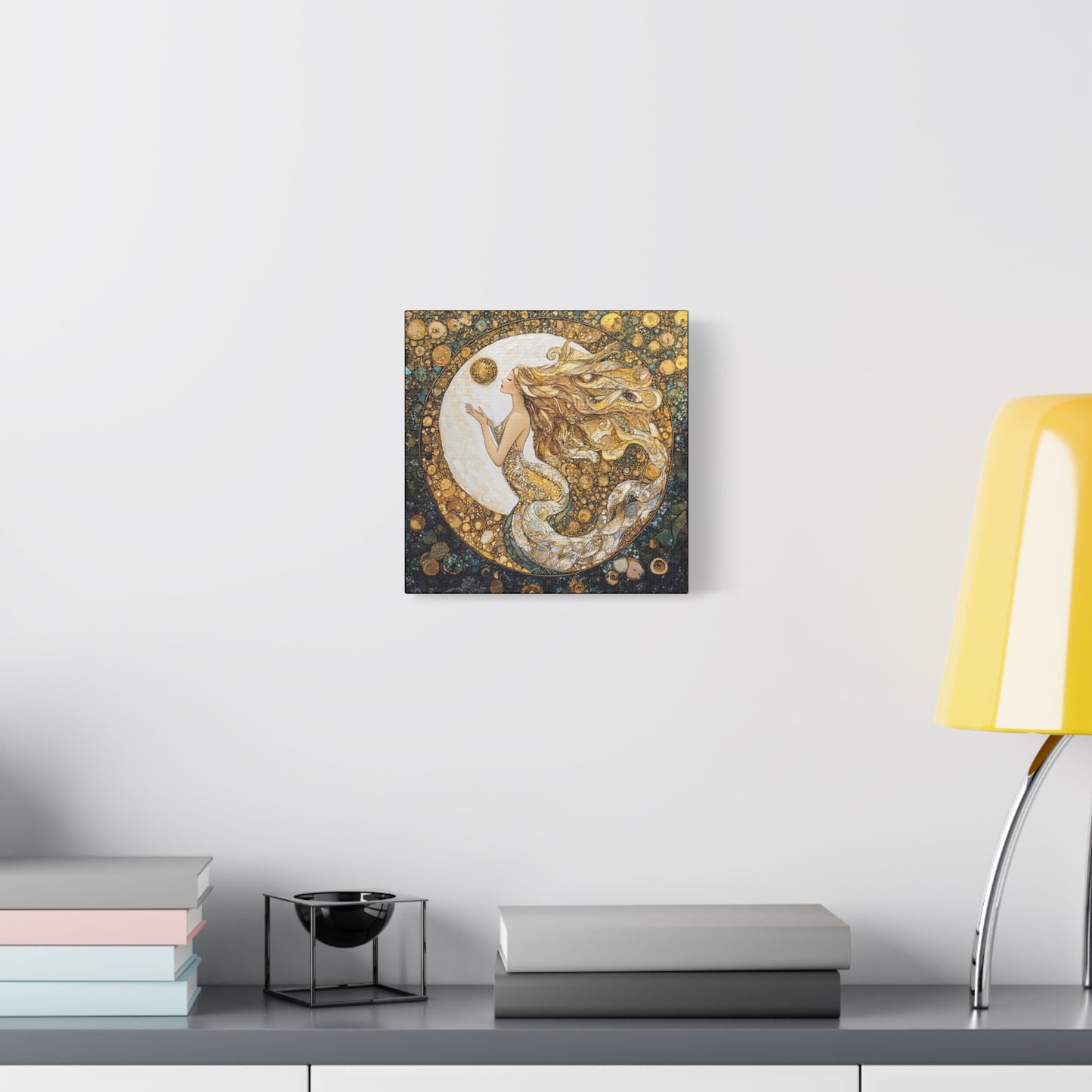 Mermaid Moon Art Canvas, Whimsical Home Decor, Magical Gift for Art Lovers, Celestial Wall Art, Fantasy Room Decoration