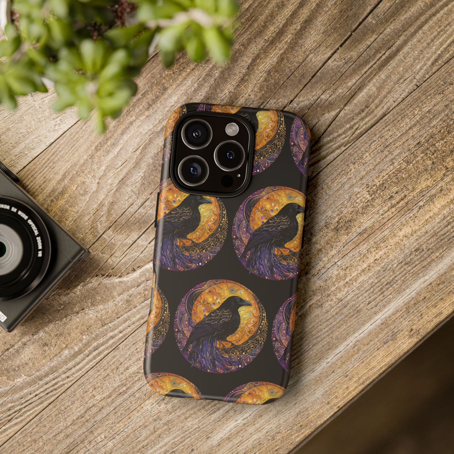 Raven Celestial Phone Case, Astrological Gift, Bird Lover Accessory, Tough Phone Cover, Gothic Aesthetic, Halloween Tech Decor