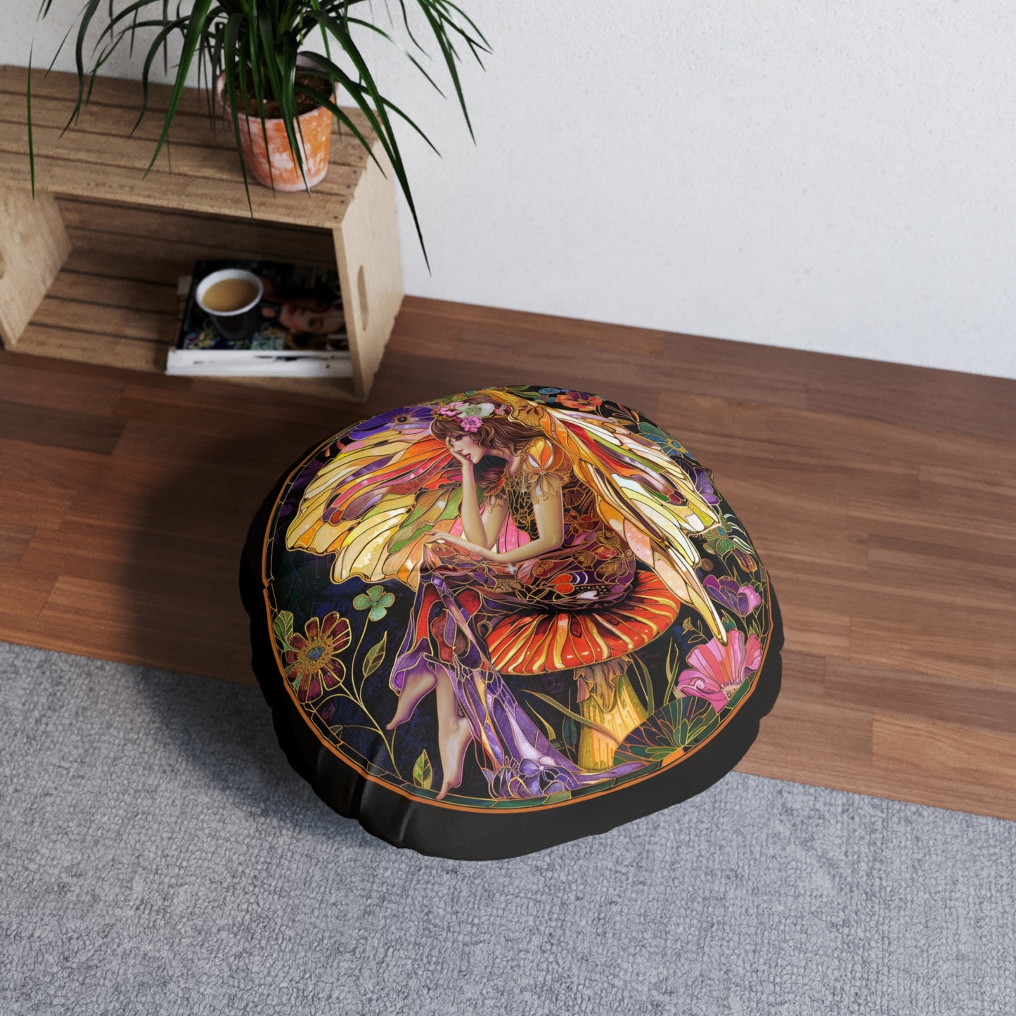 Enchanting Fairy Tufted Floor Pillow, Round Soft Decor for Living Room, Bohemian Style Seating, Cozy Home Accent, Gift for Her