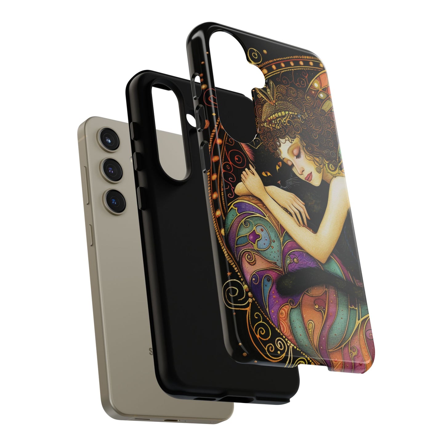 Artistic Phone Case for Cat Lovers, Tough Cases with Enchanting Design, Unique Gift for Birthdays, Holidays, and Celebrations