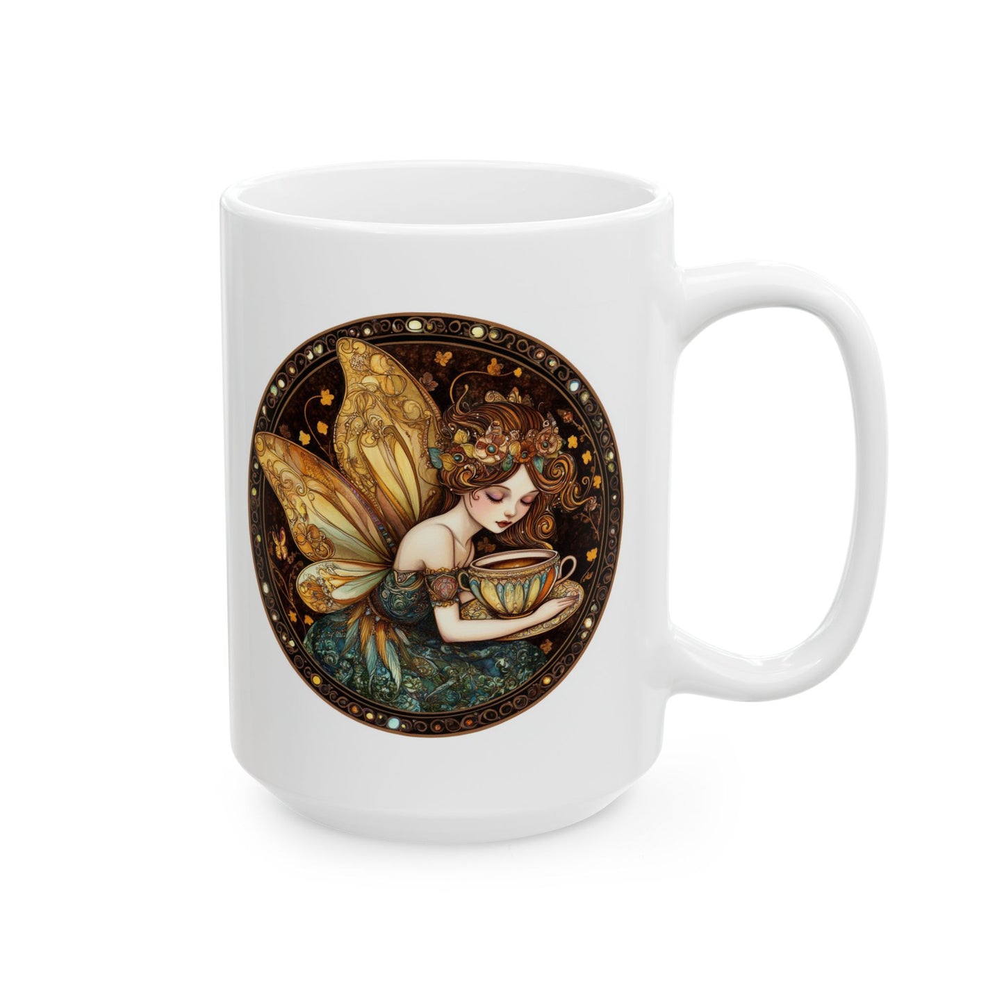 Tea Time Fairy Collection "Ginger & Lemon" Ceramic Mug - Astrology Gift, Starry Night Coffee Mug, Unique Tea Mug