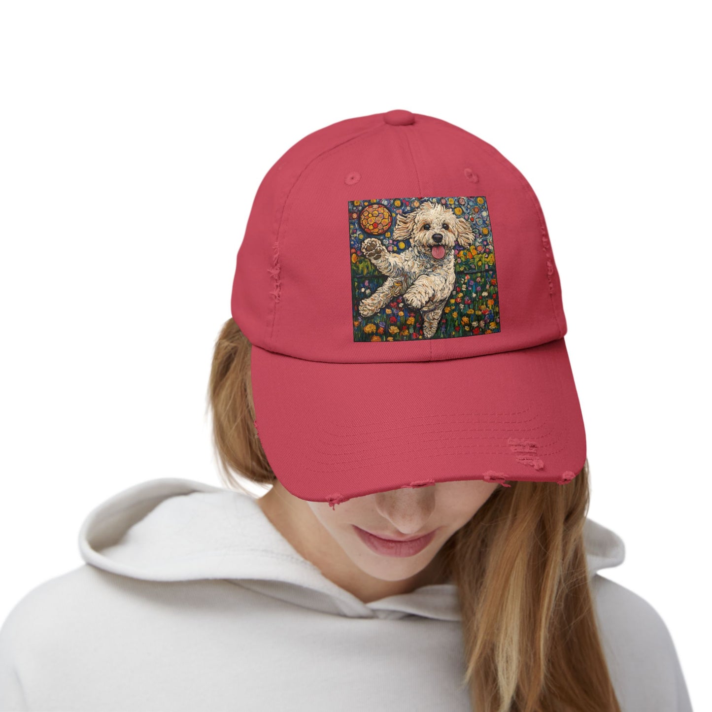 Doodle Pickleball Art Cap, Distressed Baseball Hat, Pet Lover Gift, Casual Summer Hat, Dog Mom Cap, Fun Gift for Dog Owners