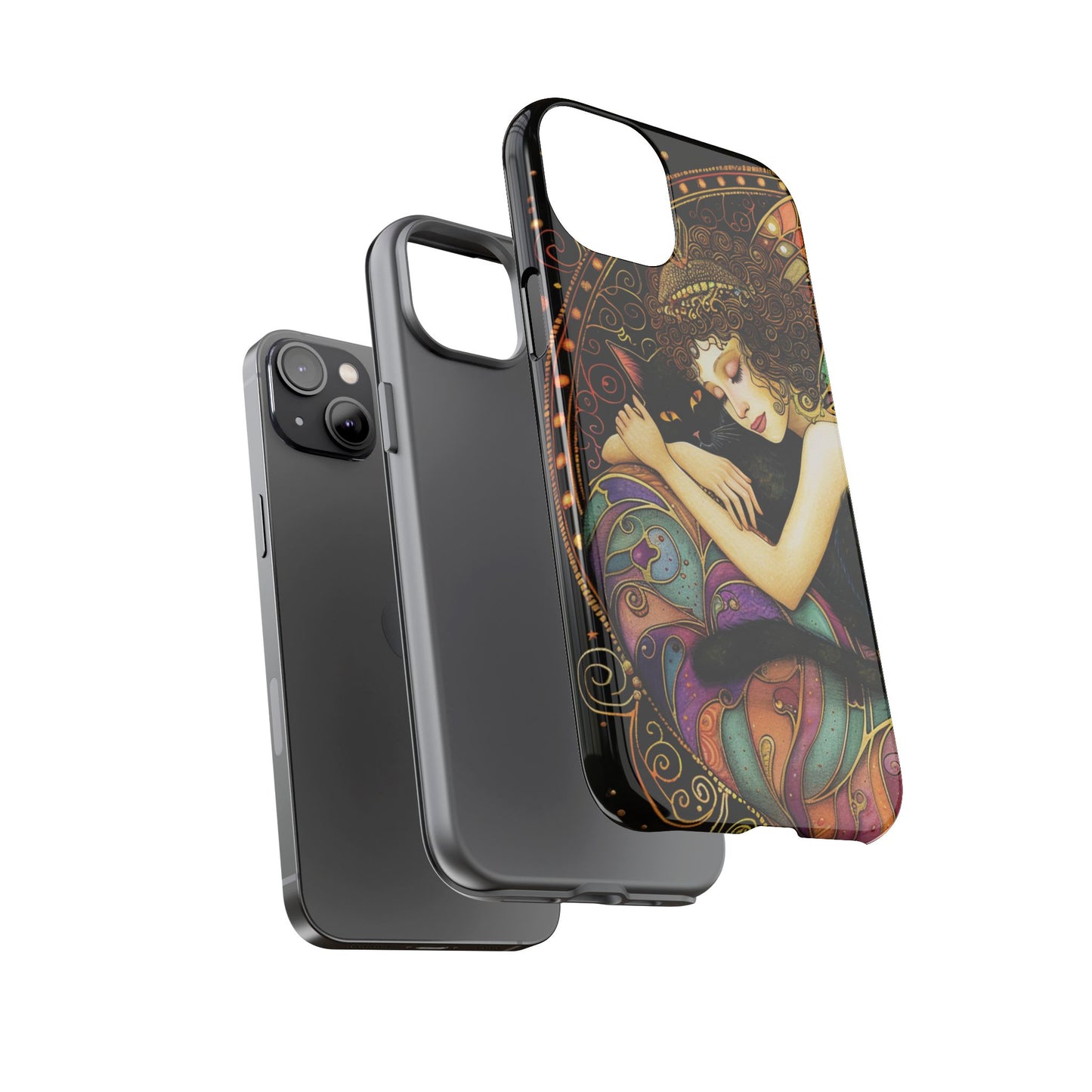 Artistic Phone Case for Cat Lovers, Tough Cases with Enchanting Design, Unique Gift for Birthdays, Holidays, and Celebrations