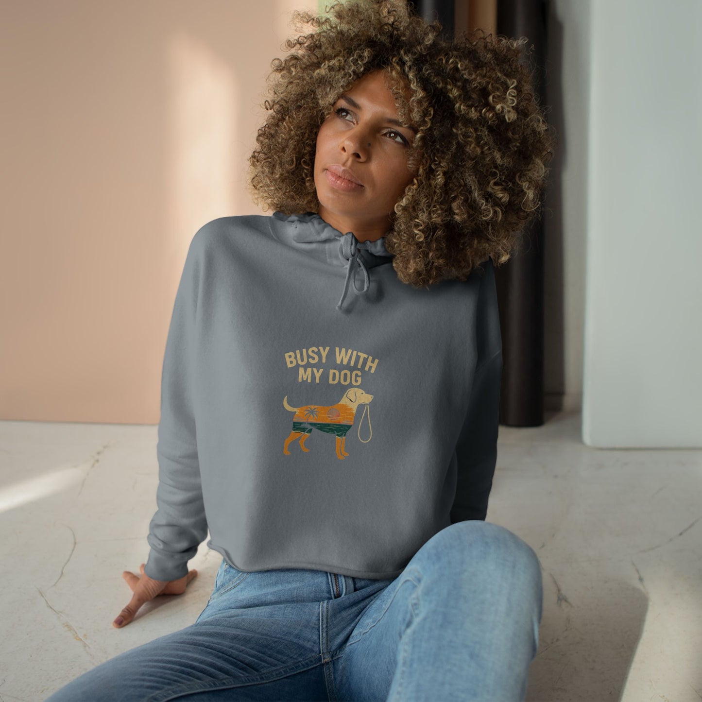 Busy With My Dog Cropped Hoodie — Cute Dog Lover Crop Sweatshirt