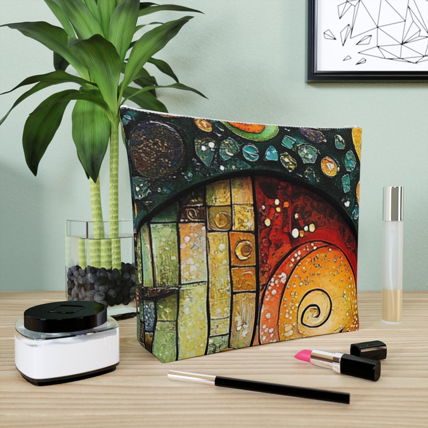 Fairy Door Artistic Cotton Cosmetic Bag, Colorful Makeup Pouch, Travel Organizer, Toiletry Bag, Unique Gift for Her