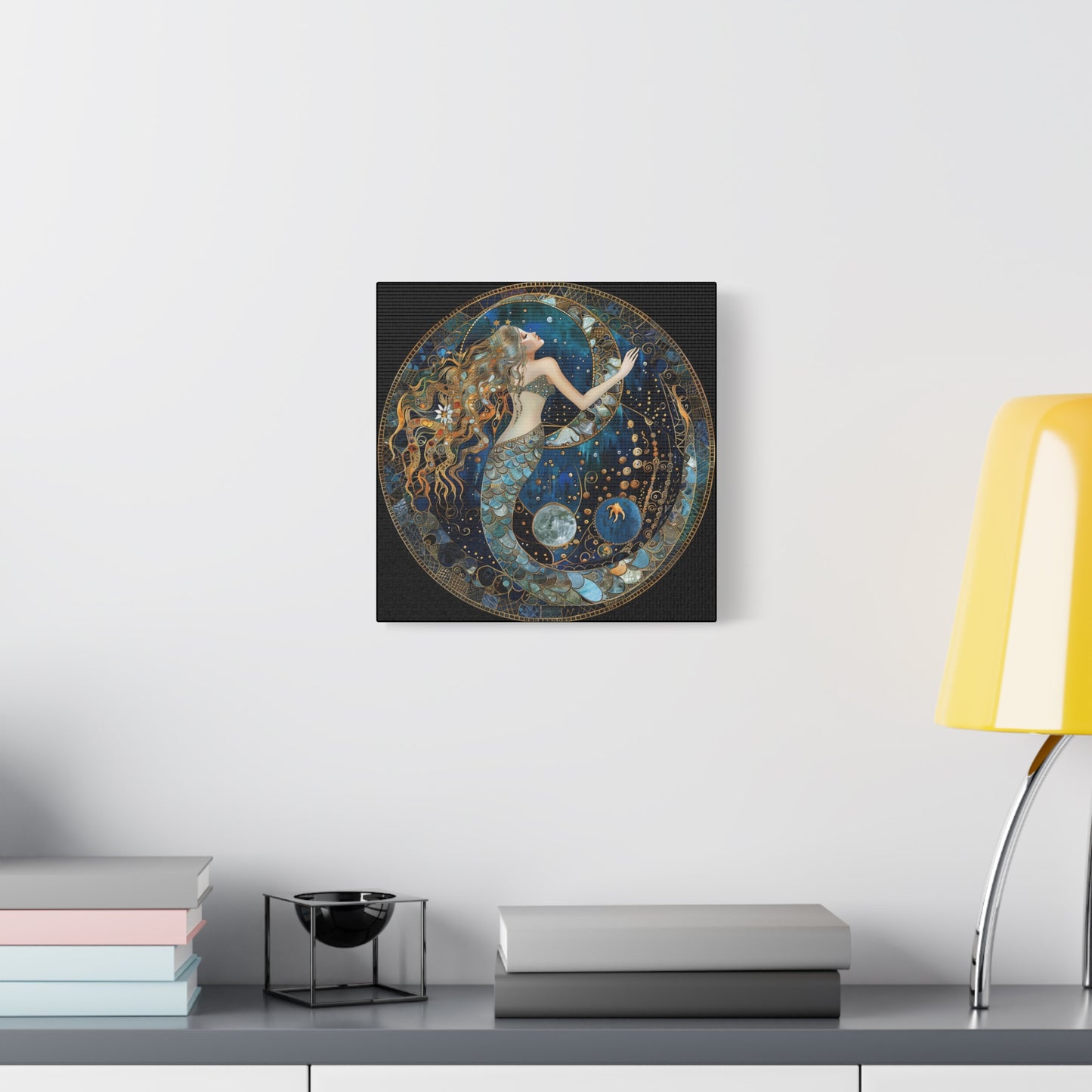 Mermaid Dreams Canvas Art, Ocean Wall Decor, Boho Home Decor, Gift for Her, Coastal Decoration, Celestial Art