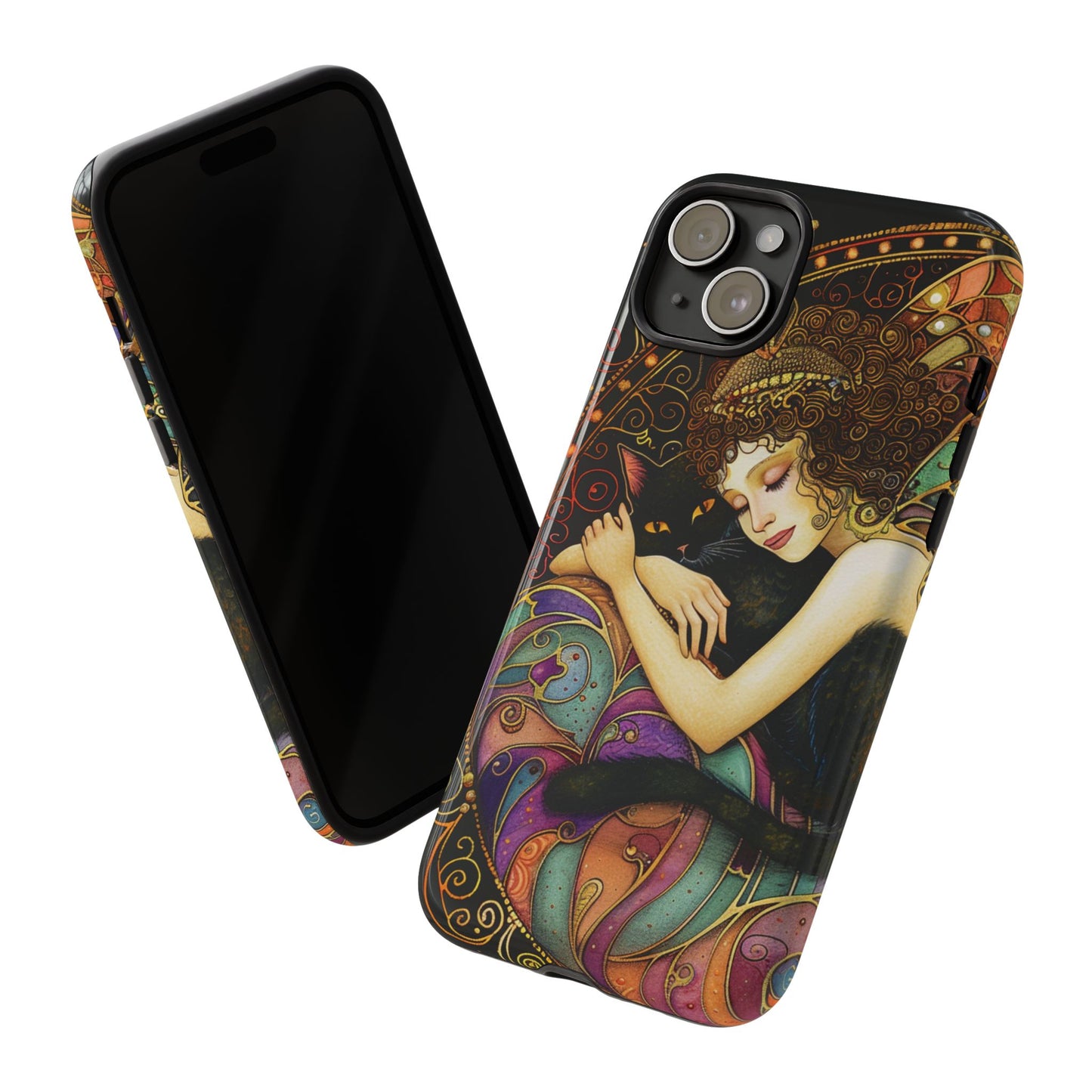 Artistic Phone Case for Cat Lovers, Tough Cases with Enchanting Design, Unique Gift for Birthdays, Holidays, and Celebrations