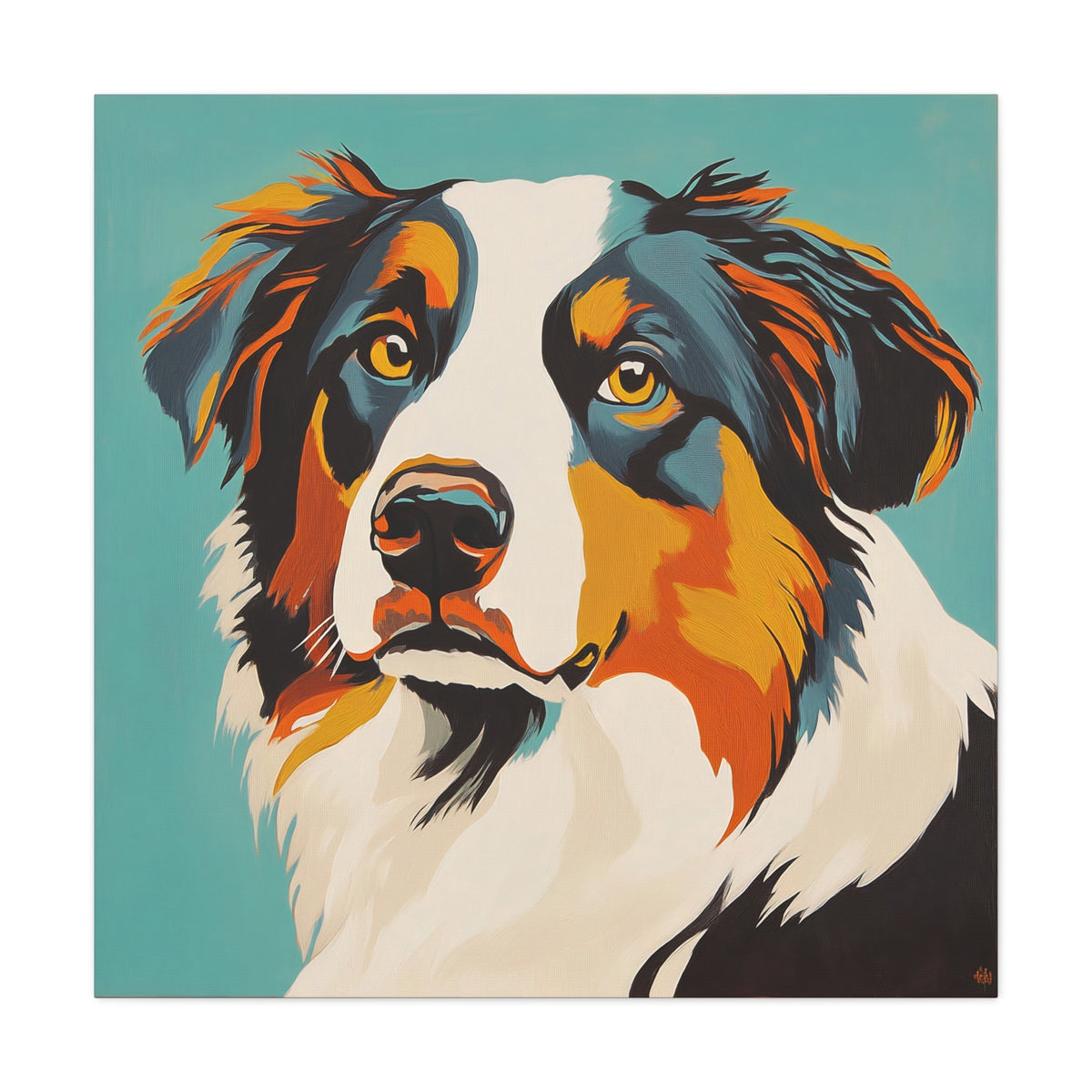 Mid Century Modern Aussie Canvas Wall Art, Home Decor, Pet Lover Gift, Dog Art, Animal Lover Decor