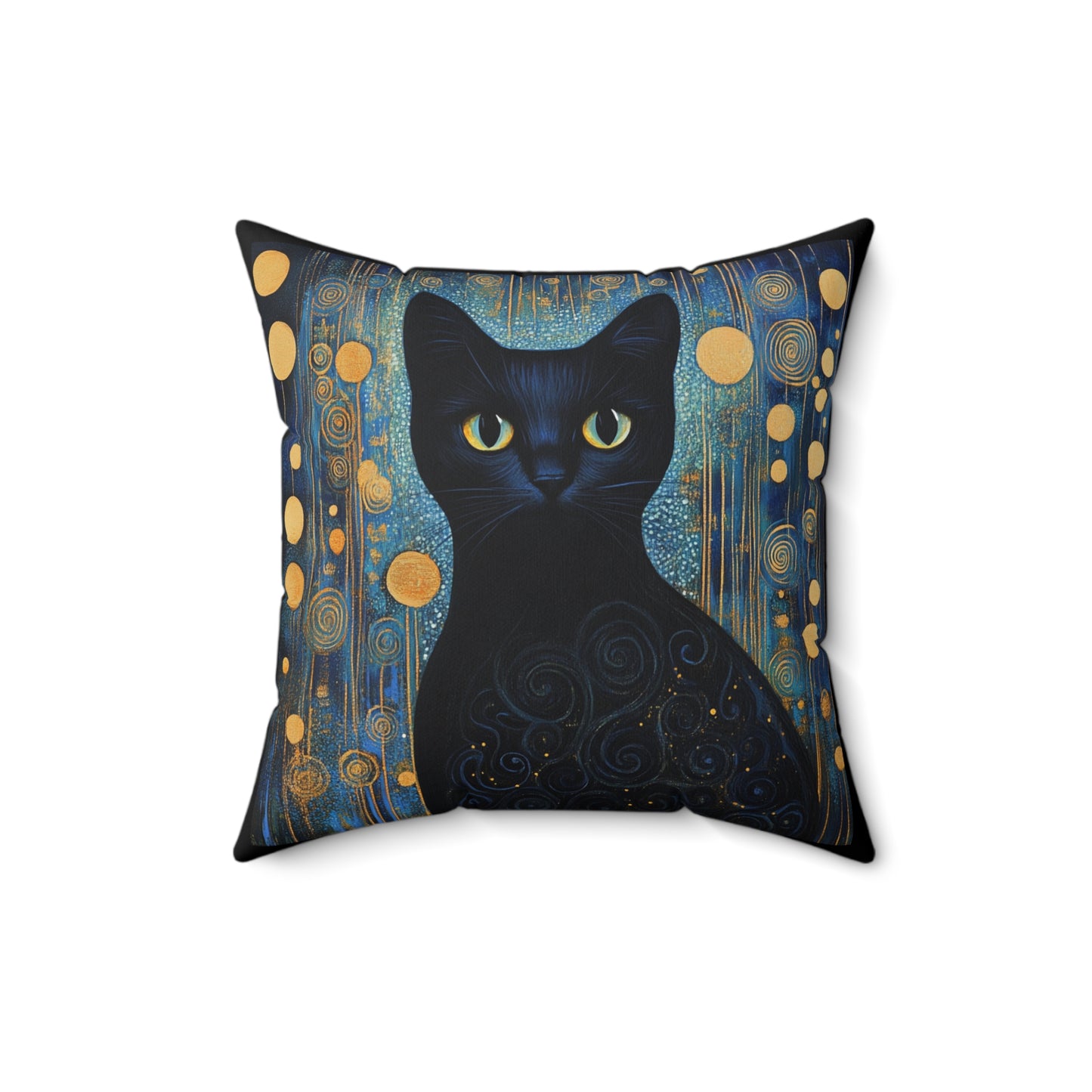 Crystal Cat Collection Black Obsidian Cat Pillow, Cozy Home Decor, Cat Lover Gift, Goth Aesthetic Cushion, Unique