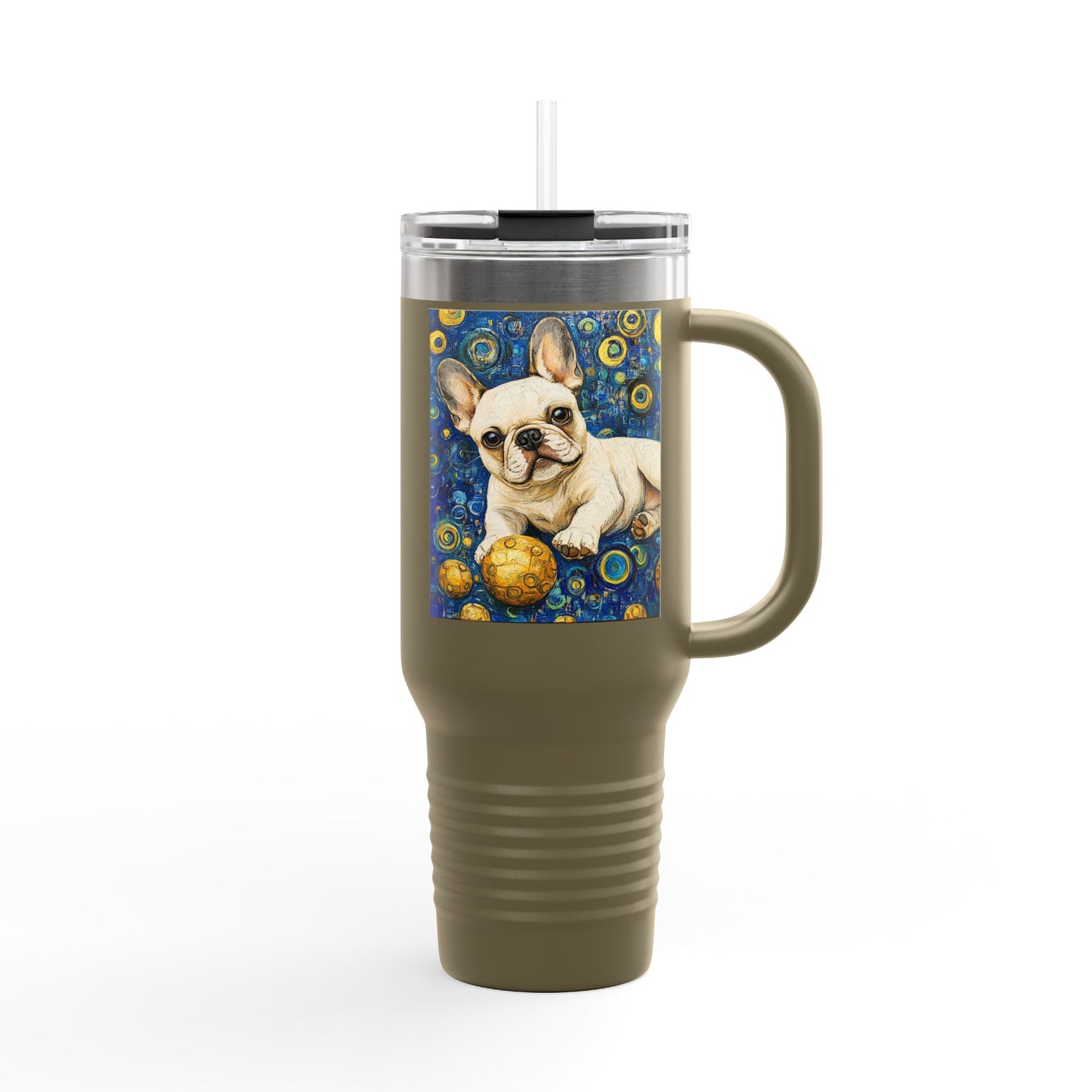 Cute French Bulldog Insulated Travel Mug, 40oz - Perfect for Pet Lovers, Gift for Dog Owners, Travel Companion, Coffee Mug, Birthday Present