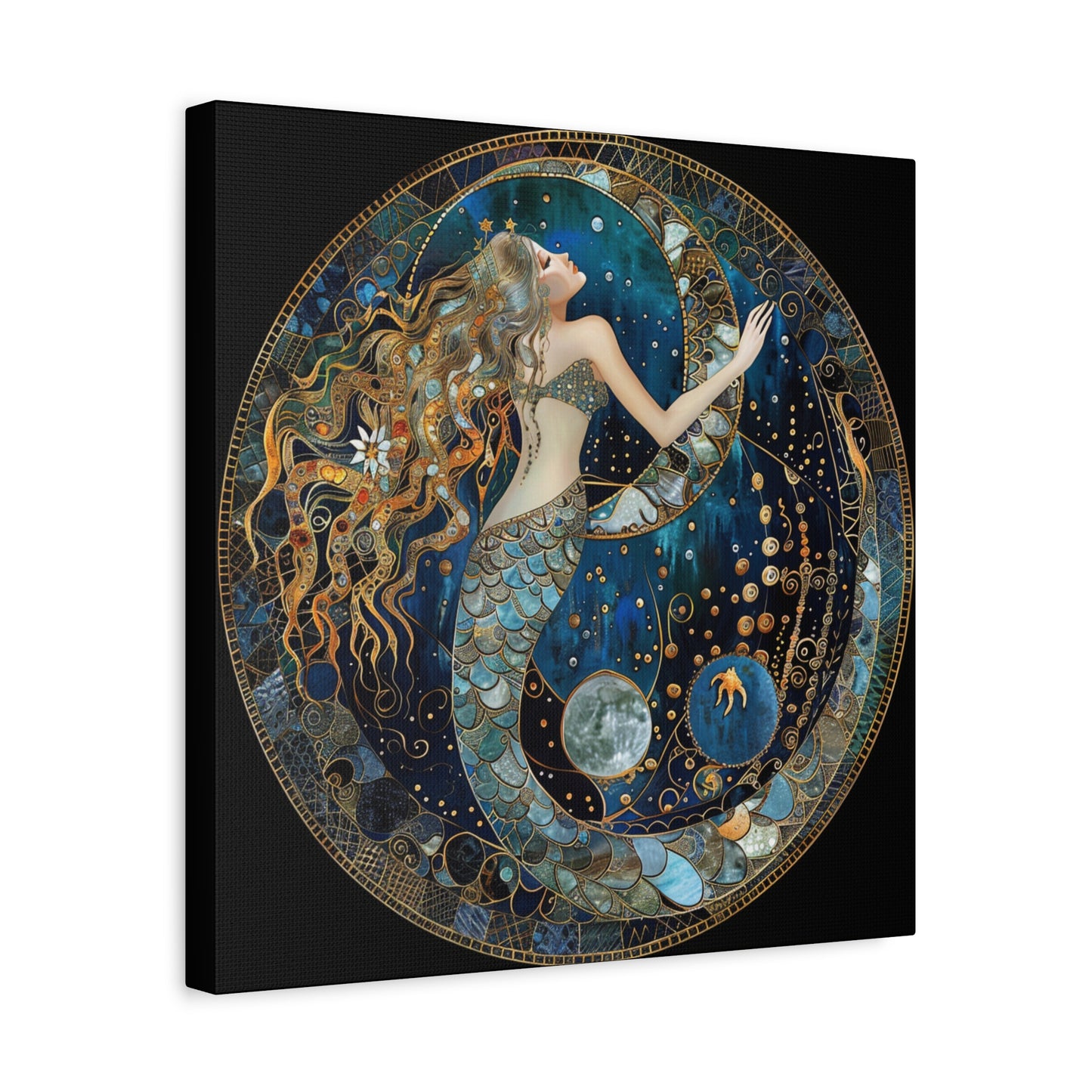 Mermaid Dreams Canvas Art, Ocean Wall Decor, Boho Home Decor, Gift for Her, Coastal Decoration, Celestial Art