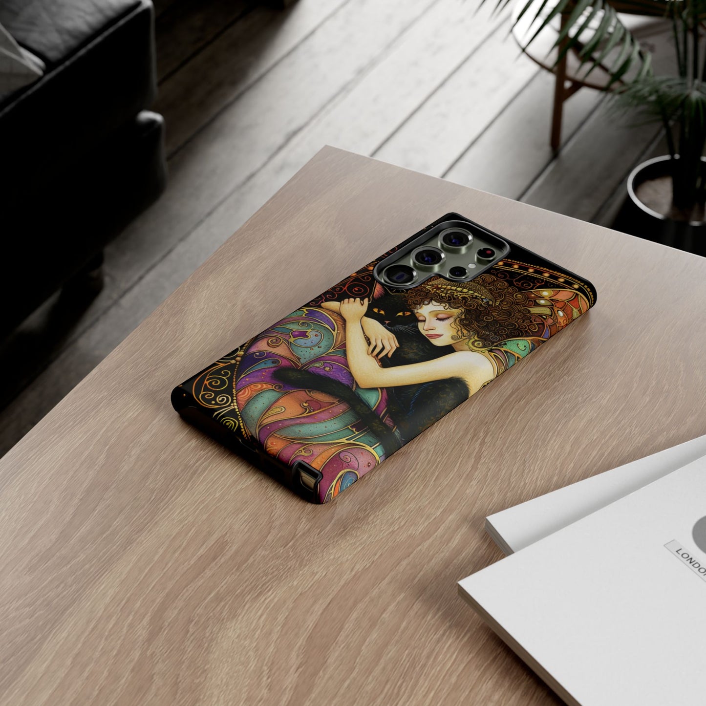 Artistic Phone Case for Cat Lovers, Tough Cases with Enchanting Design, Unique Gift for Birthdays, Holidays, and Celebrations