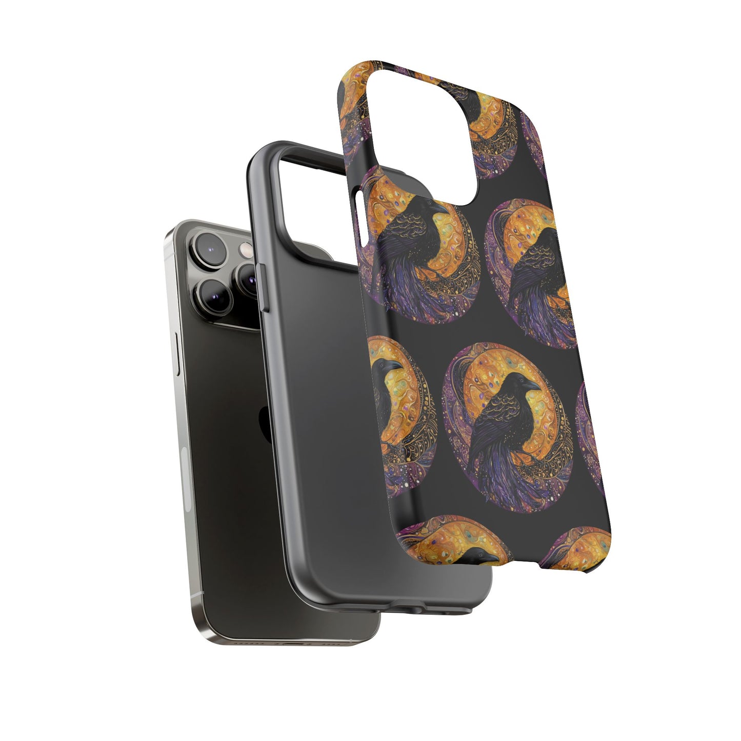 Raven Celestial Phone Case, Astrological Gift, Bird Lover Accessory, Tough Phone Cover, Gothic Aesthetic, Halloween Tech Decor