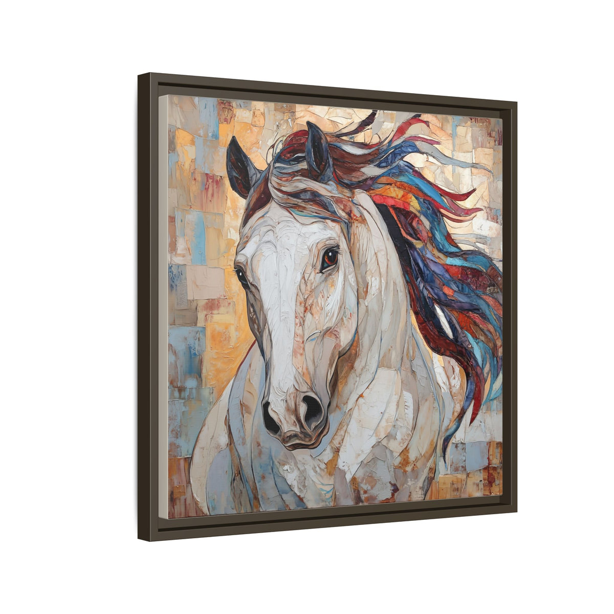 Colorful Mane Horse Matte Canvas Framed | Equine Wall Art