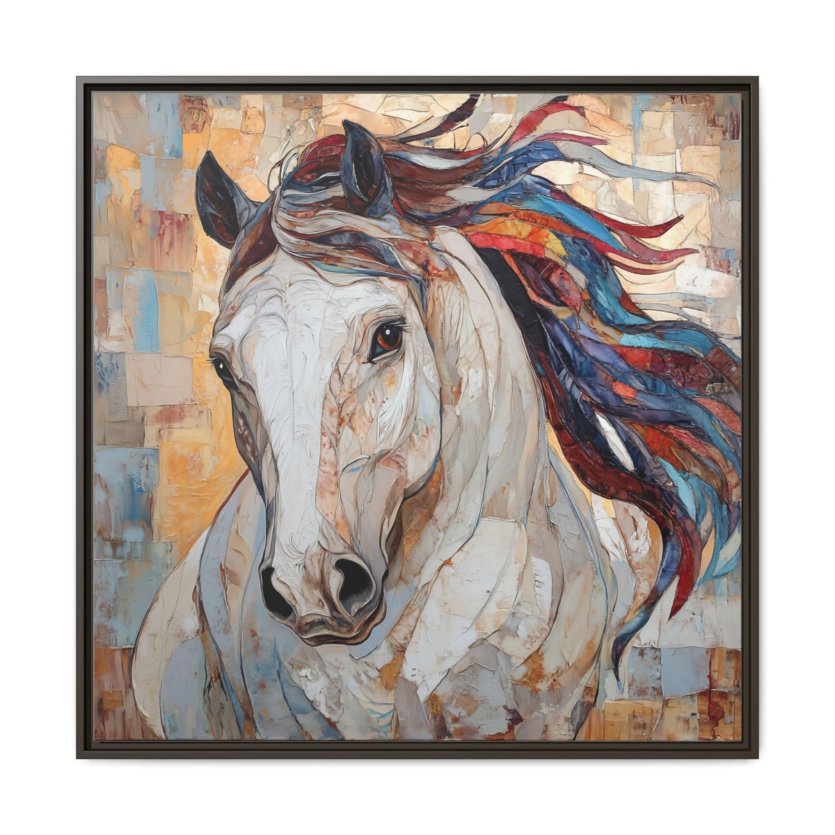 Colorful Mane Horse Matte Canvas Framed | Equine Wall Art