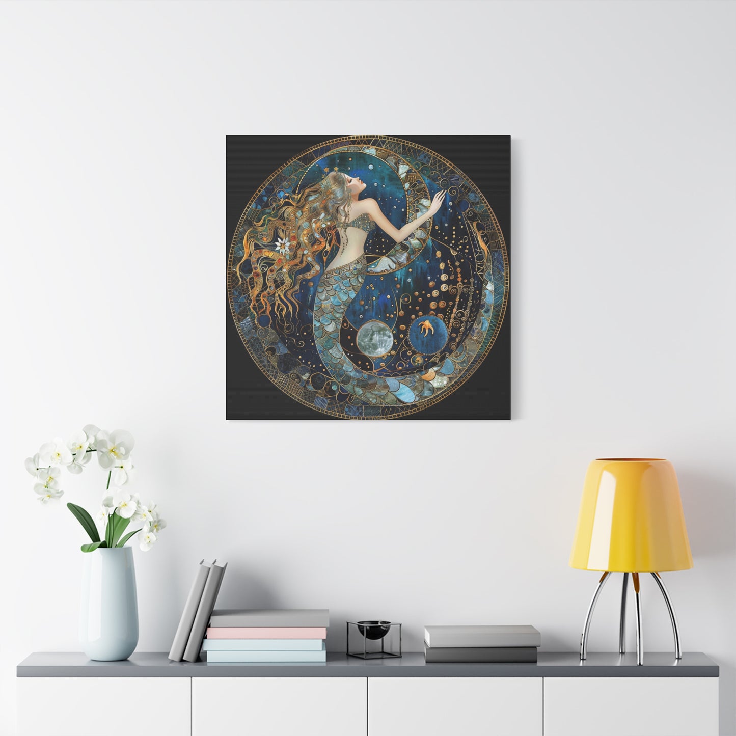 Mermaid Dreams Canvas Art, Ocean Wall Decor, Boho Home Decor, Gift for Her, Coastal Decoration, Celestial Art