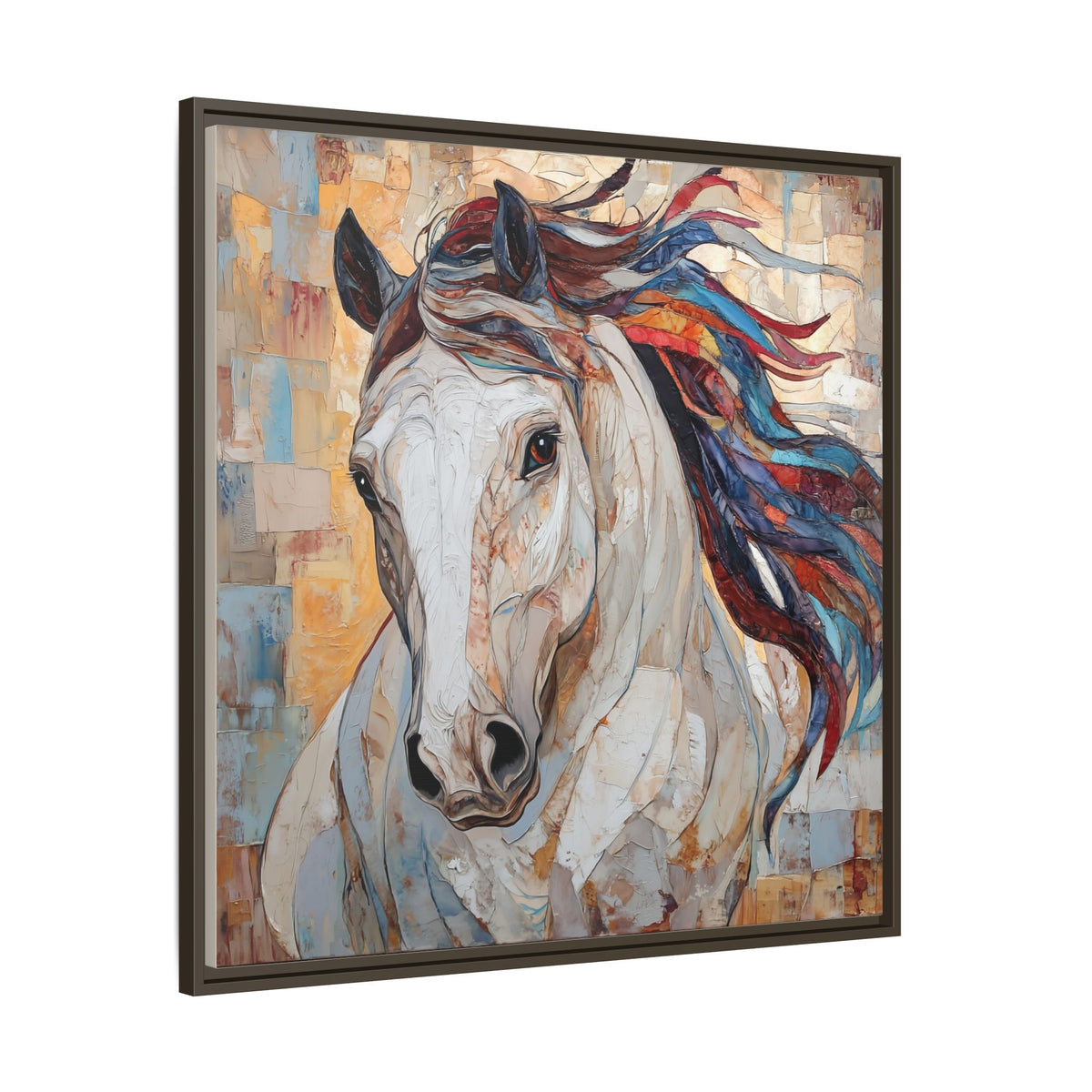 Colorful Mane Horse Matte Canvas Framed | Equine Wall Art