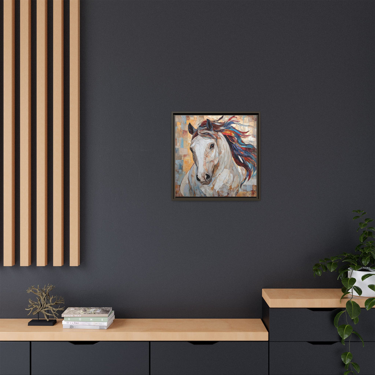 Colorful Mane Horse Matte Canvas Framed | Equine Wall Art