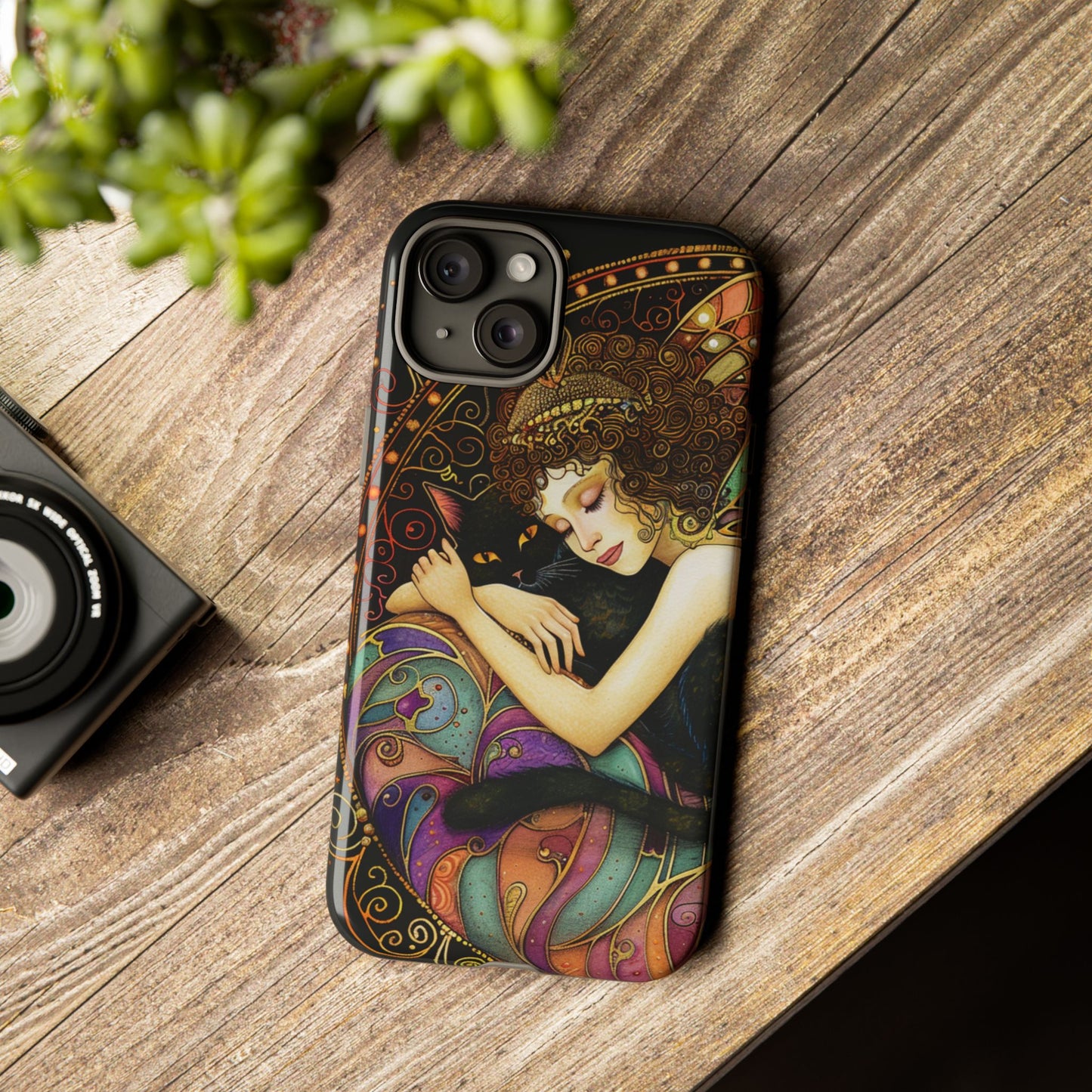 Artistic Phone Case for Cat Lovers, Tough Cases with Enchanting Design, Unique Gift for Birthdays, Holidays, and Celebrations