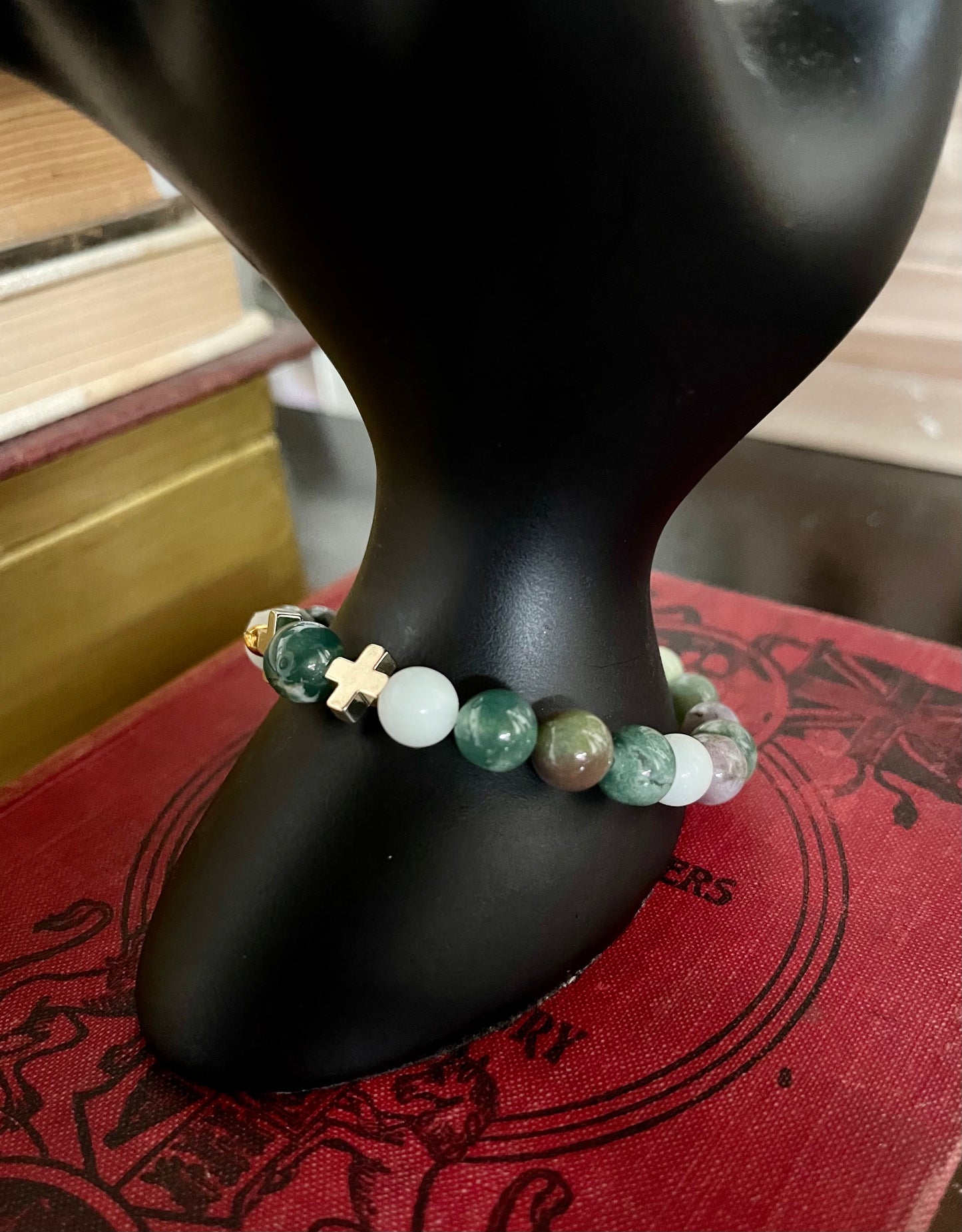 Goddess Hand Beaded Bracelet with Glow in the Dark Beads, Bodhi Jewelry