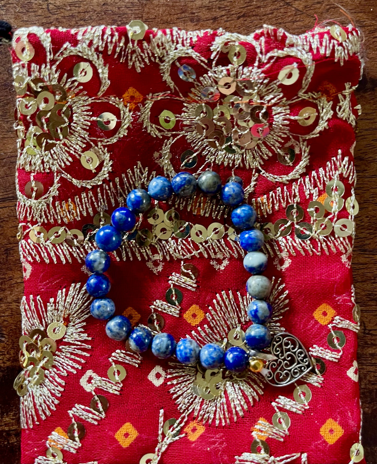 Little Goddess Hand Beaded Sodalite Bracelet with Gift Pouch, Bodhi Jewelry