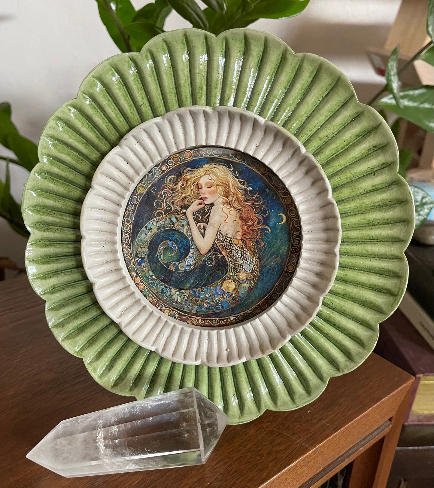 Ceramic Framed Vintage Inspired Jeweled Mermaid Print, Bodhi Gifts