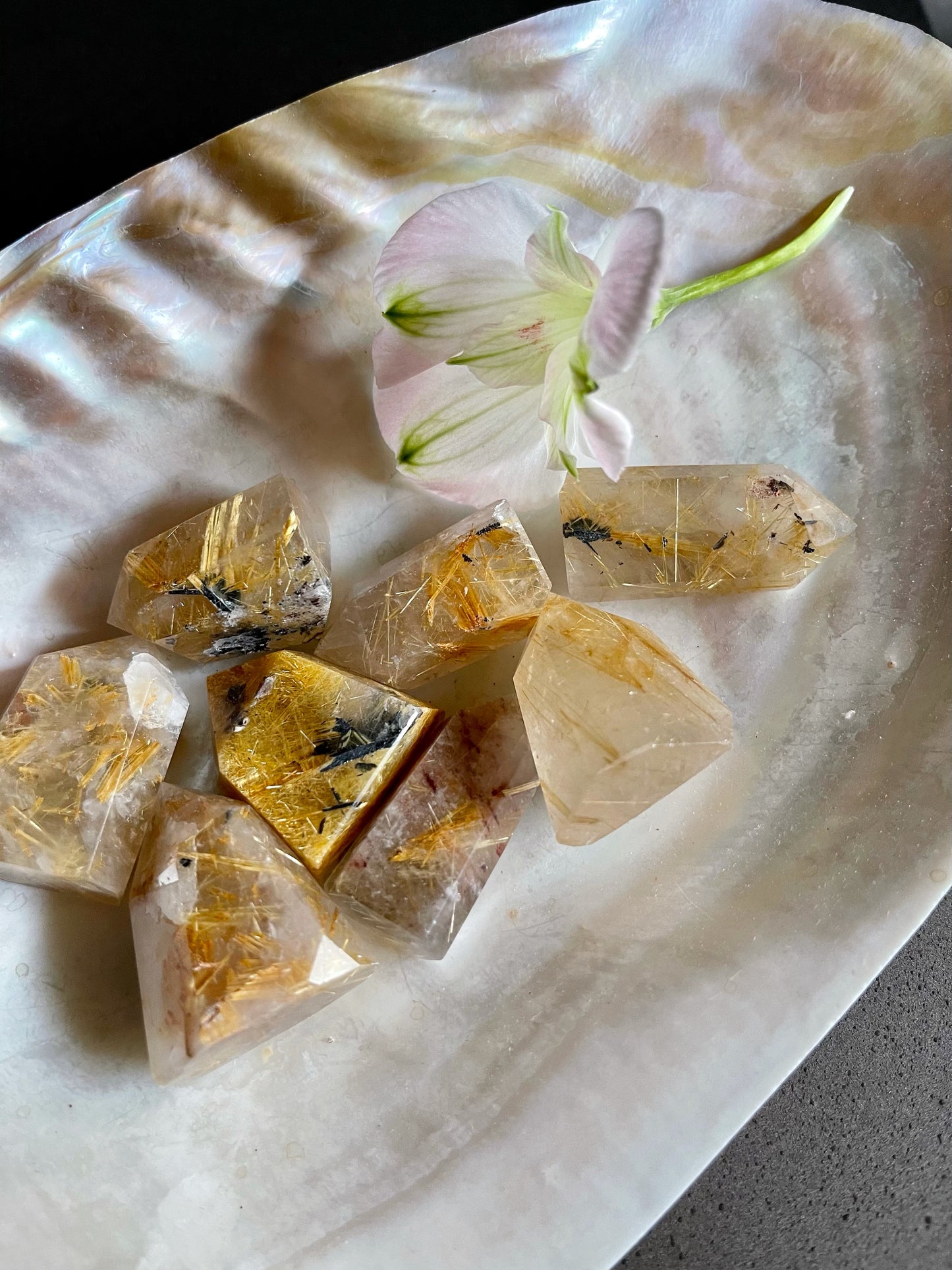 Natural Gold Hair Rutile Quartz Crystal Point Tower, Bodhi Crystal Magic