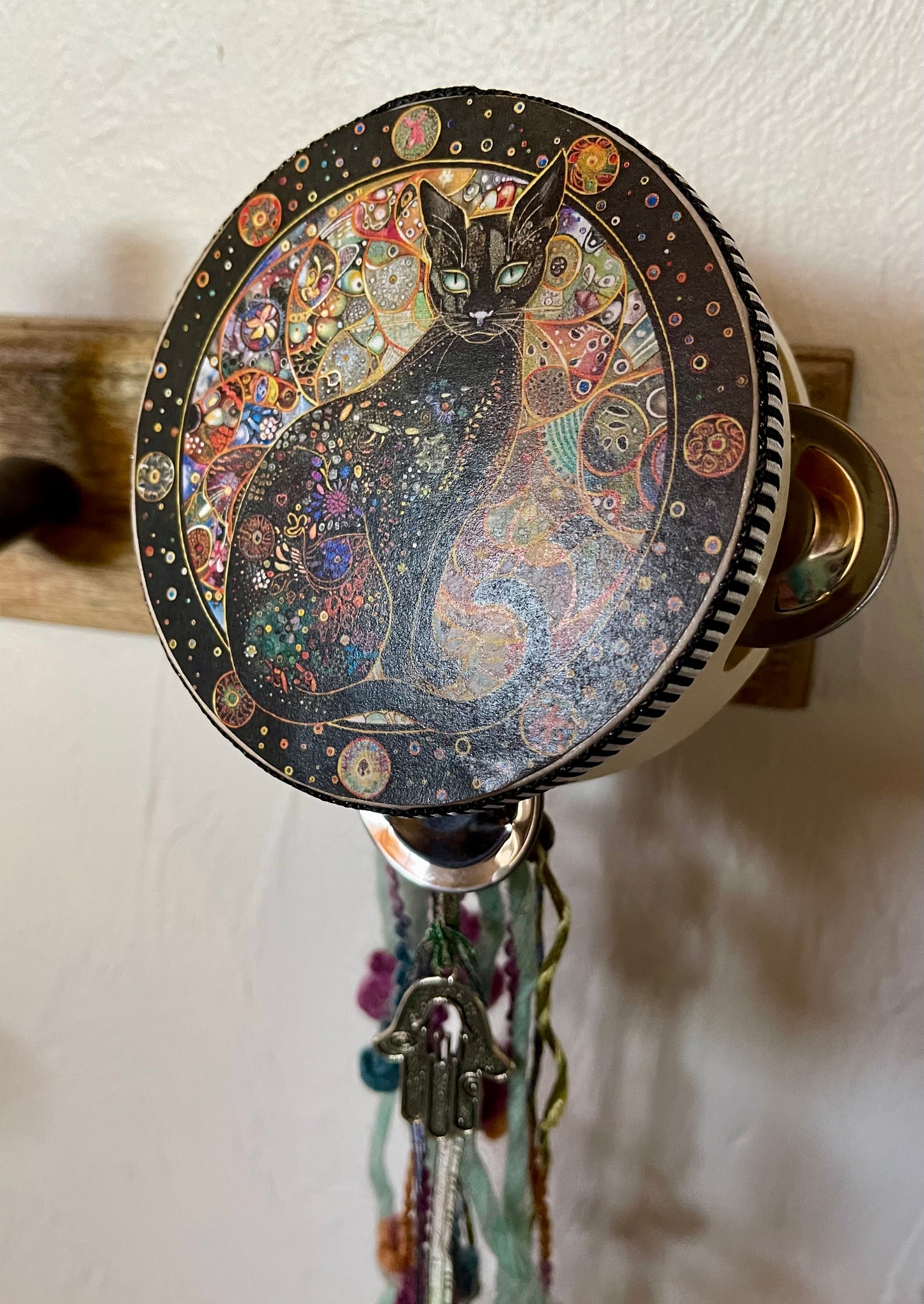 Charmed Hamsa Cat Tambourine Art, Bodhi Gifts
