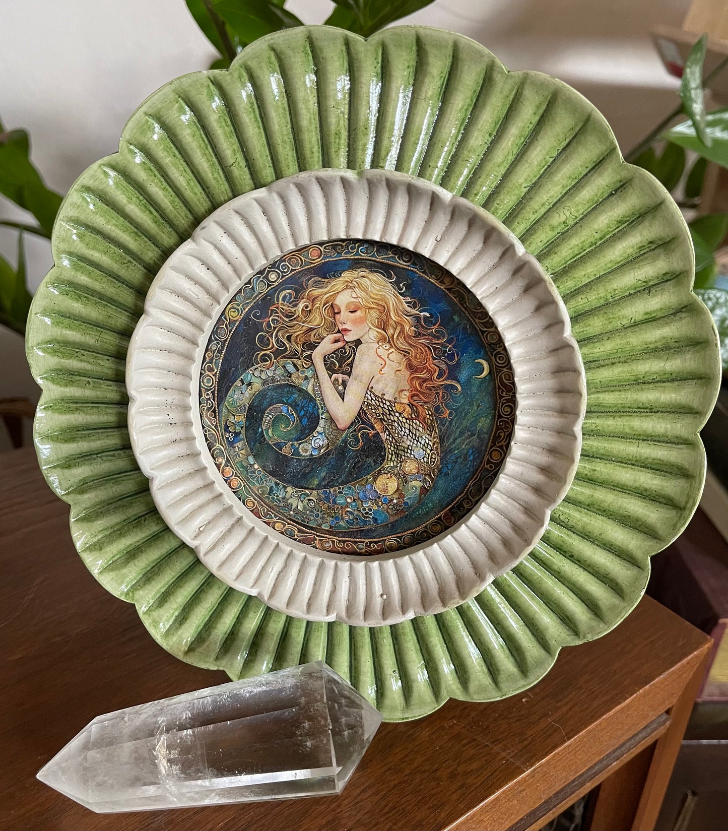 Ceramic Framed Vintage Inspired Jeweled Mermaid Print, Bodhi Gifts
