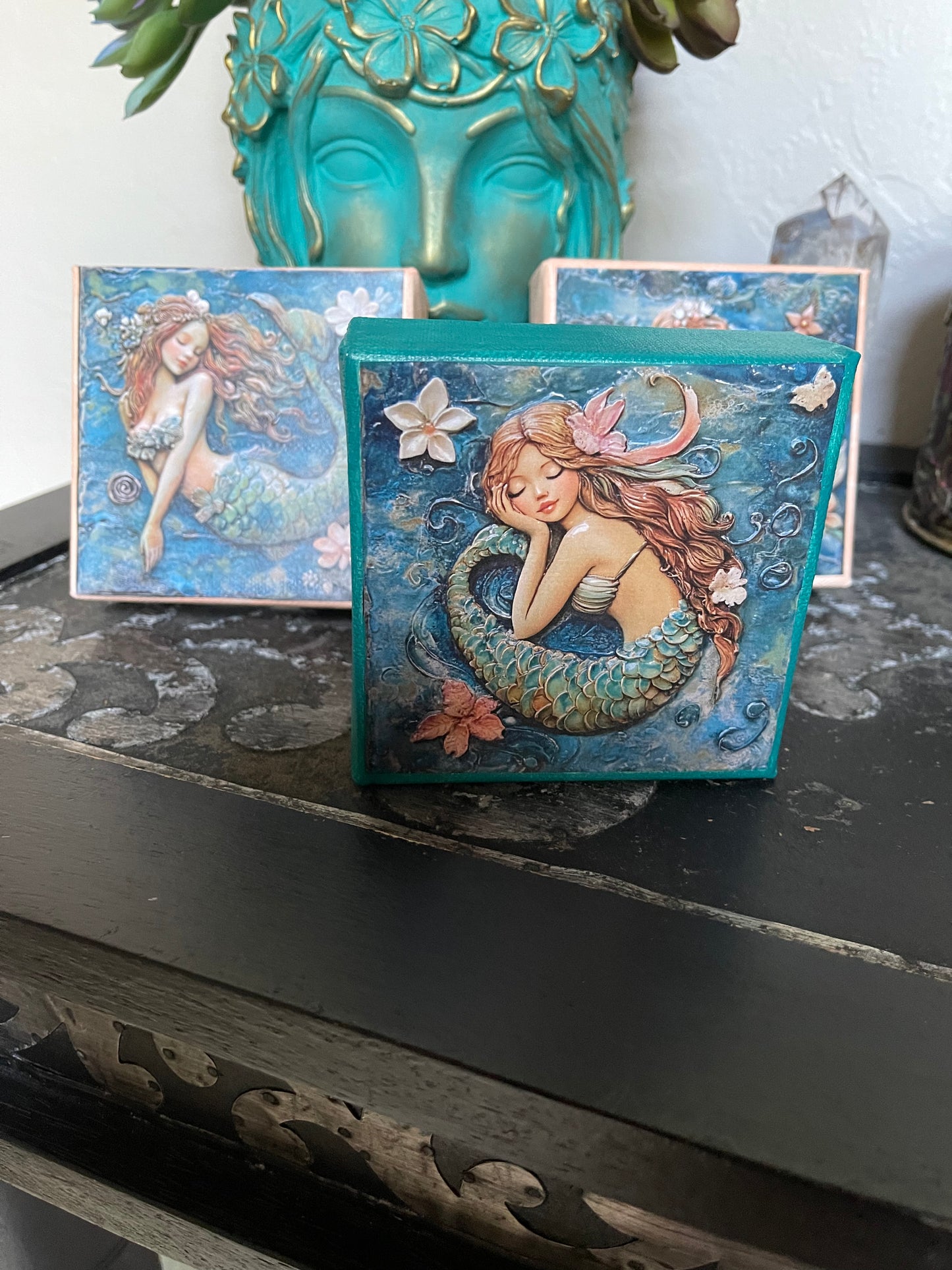 Vintage Look Mermaid Block Trio, Bodhi Home Decor