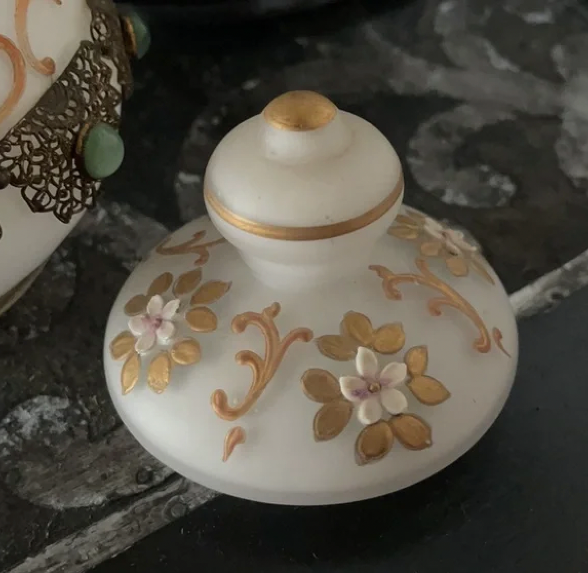 Stunning Vintage Filigree Metal and Stone Accent Trinket Dish, Bodhi Vintage