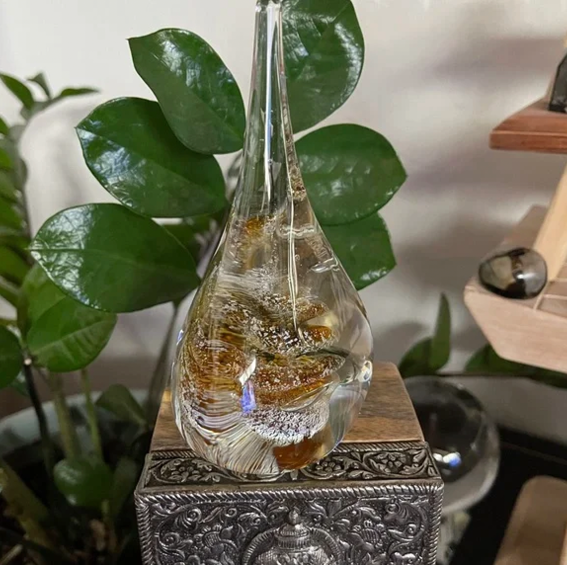 Gorgeous Glass with Amber Swirl Vintage Paperweight, Bodhi Vintage