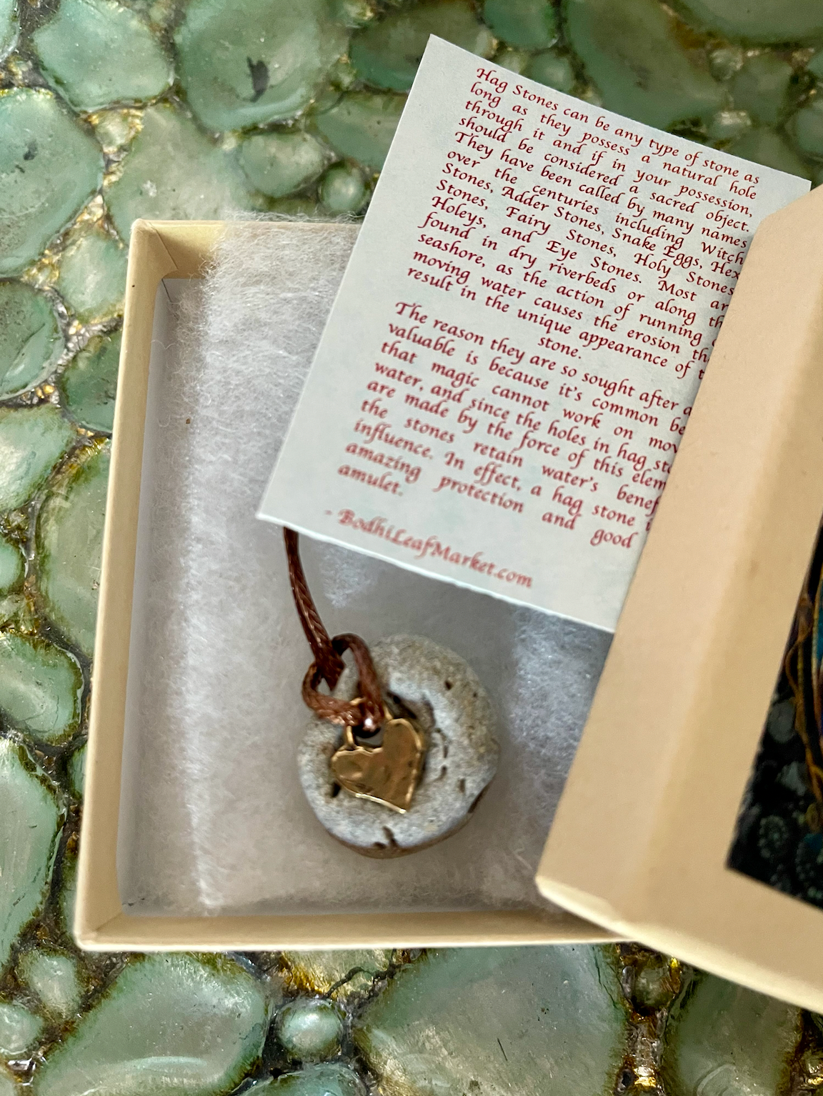 Gift Boxed Mermaid with Artisan Heart Charm and Hag Stone Pendant, Bodhi Jewelry, USA