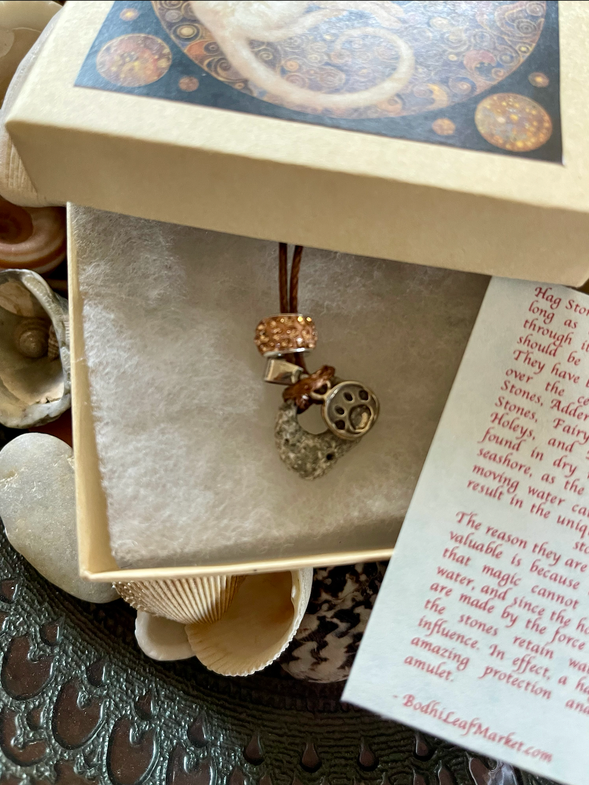 Mystical Cat Gift Box with Silver Cat Paw Charm and Crystal, Bodhi Jewelry