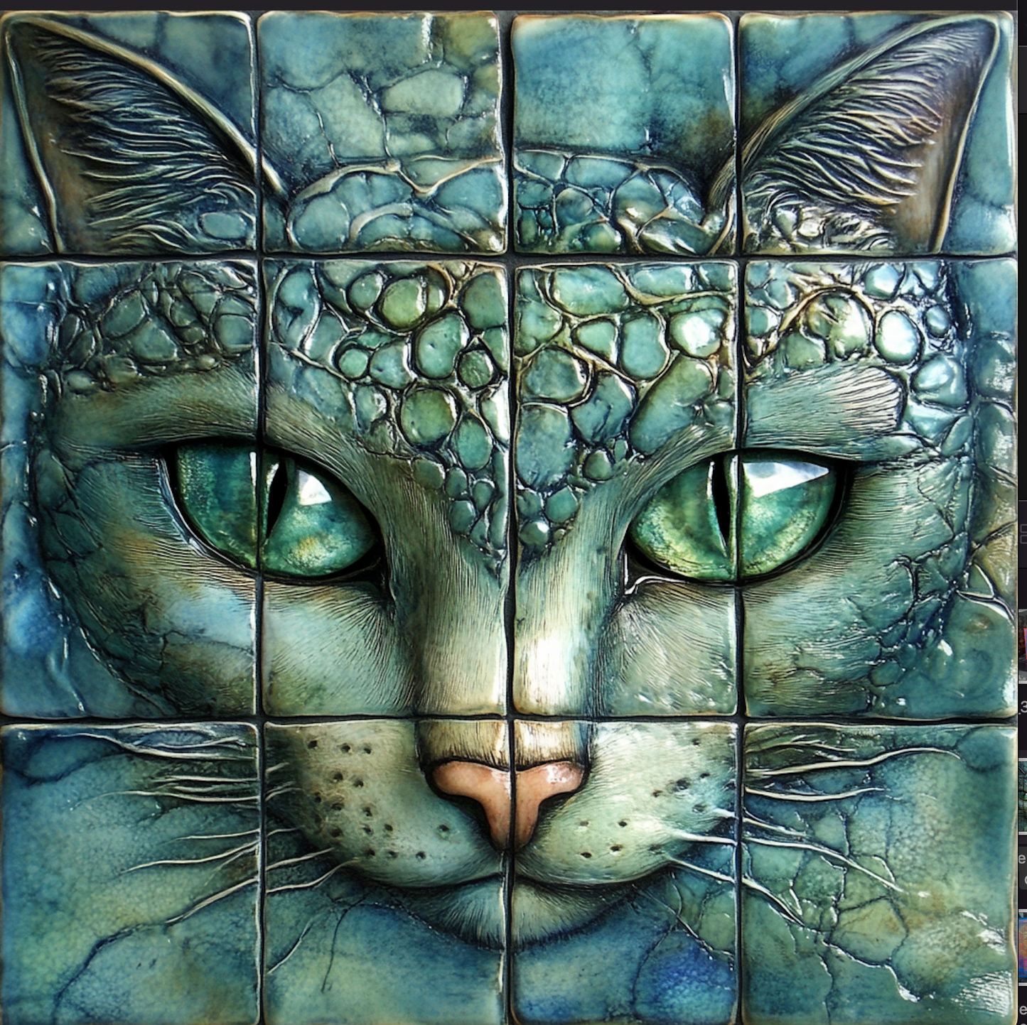 Limited Edition Stone Cat Art Print on Decoupage Rice Paper in Heavy Shadow Box Frame, Bodhi Home Decor