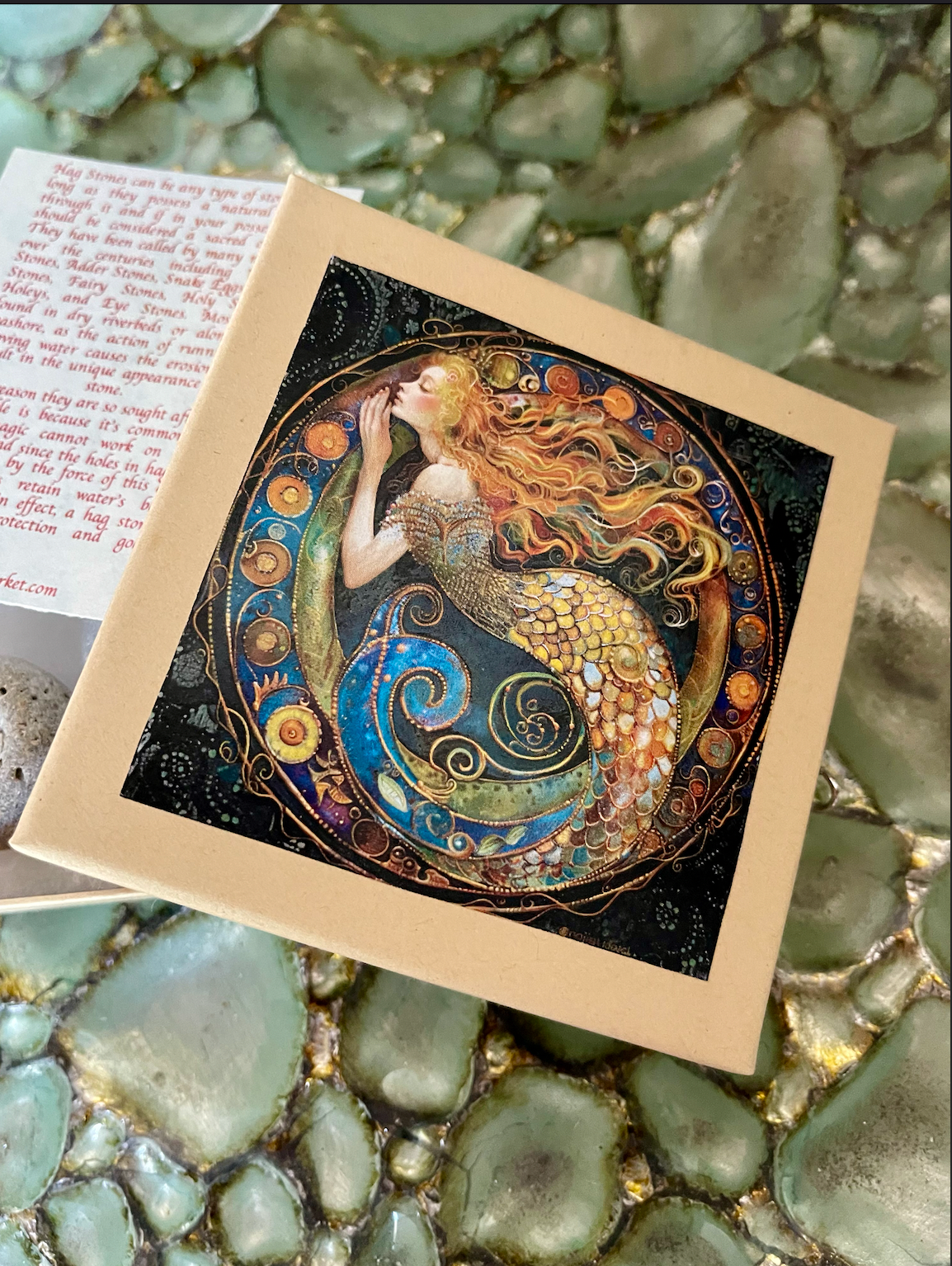 Gift Boxed Mermaid with Artisan Heart Charm and Hag Stone Pendant, Bodhi Jewelry, USA