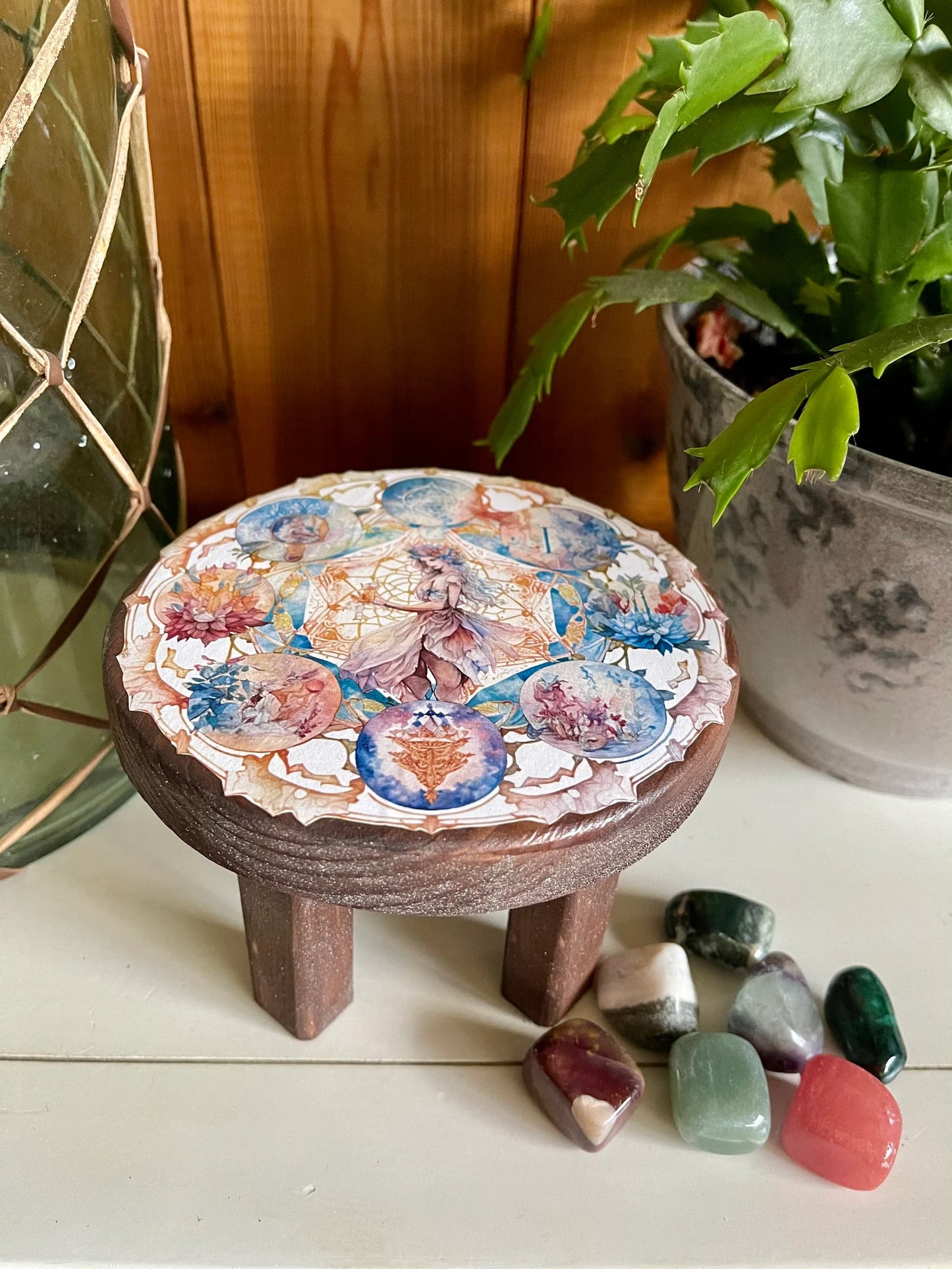 Indigo Goddess Crystal Grid Table, Bodhi Home Decor