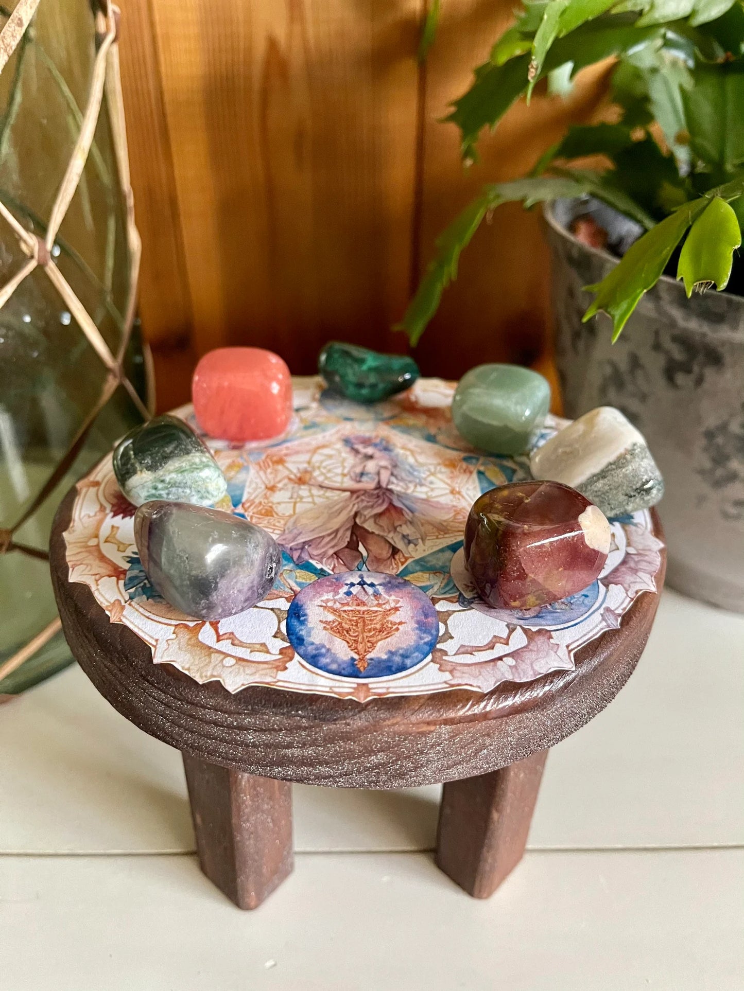 Indigo Goddess Crystal Grid Table, Bodhi Home Decor