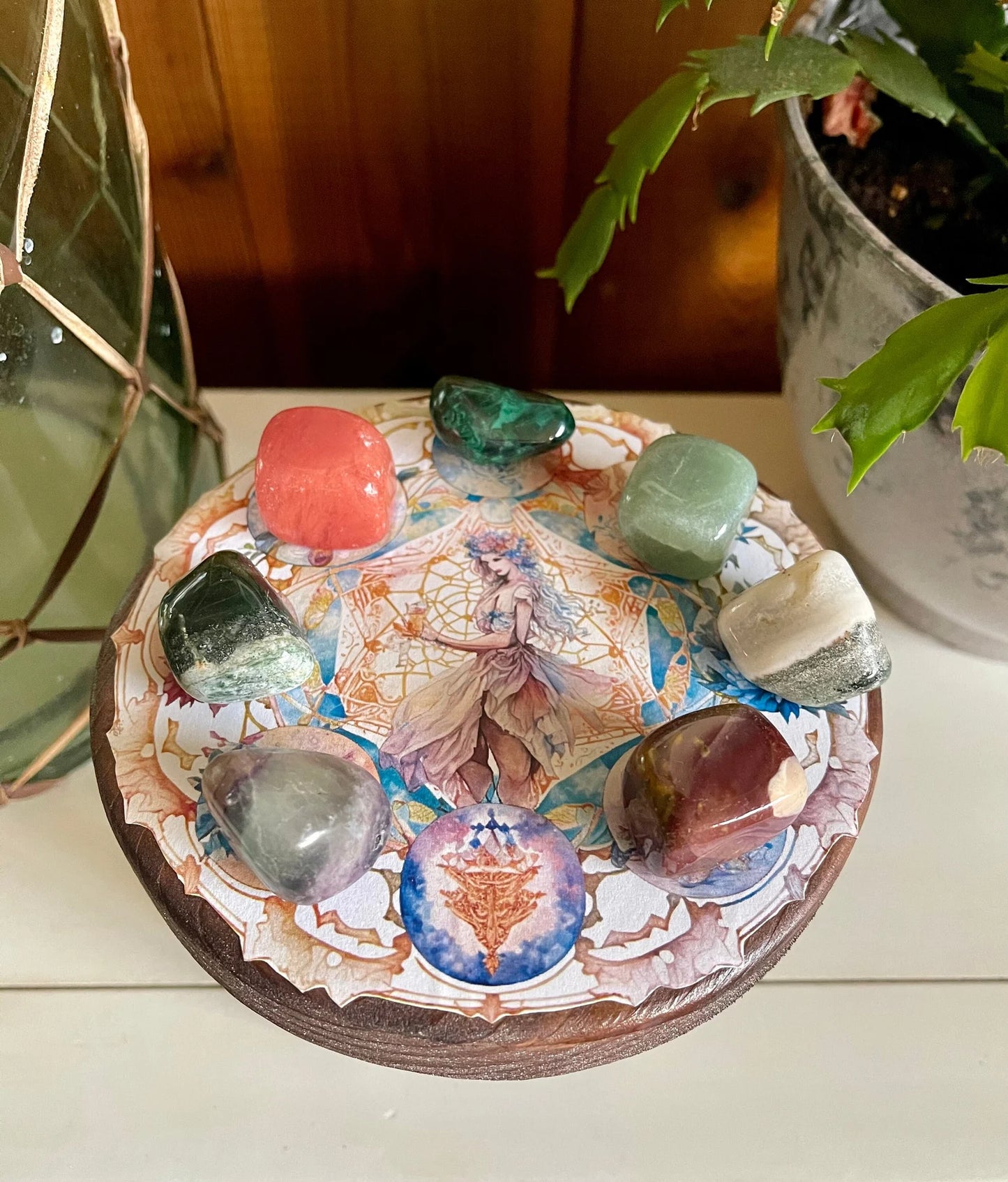 Indigo Goddess Crystal Grid Table, Bodhi Home Decor