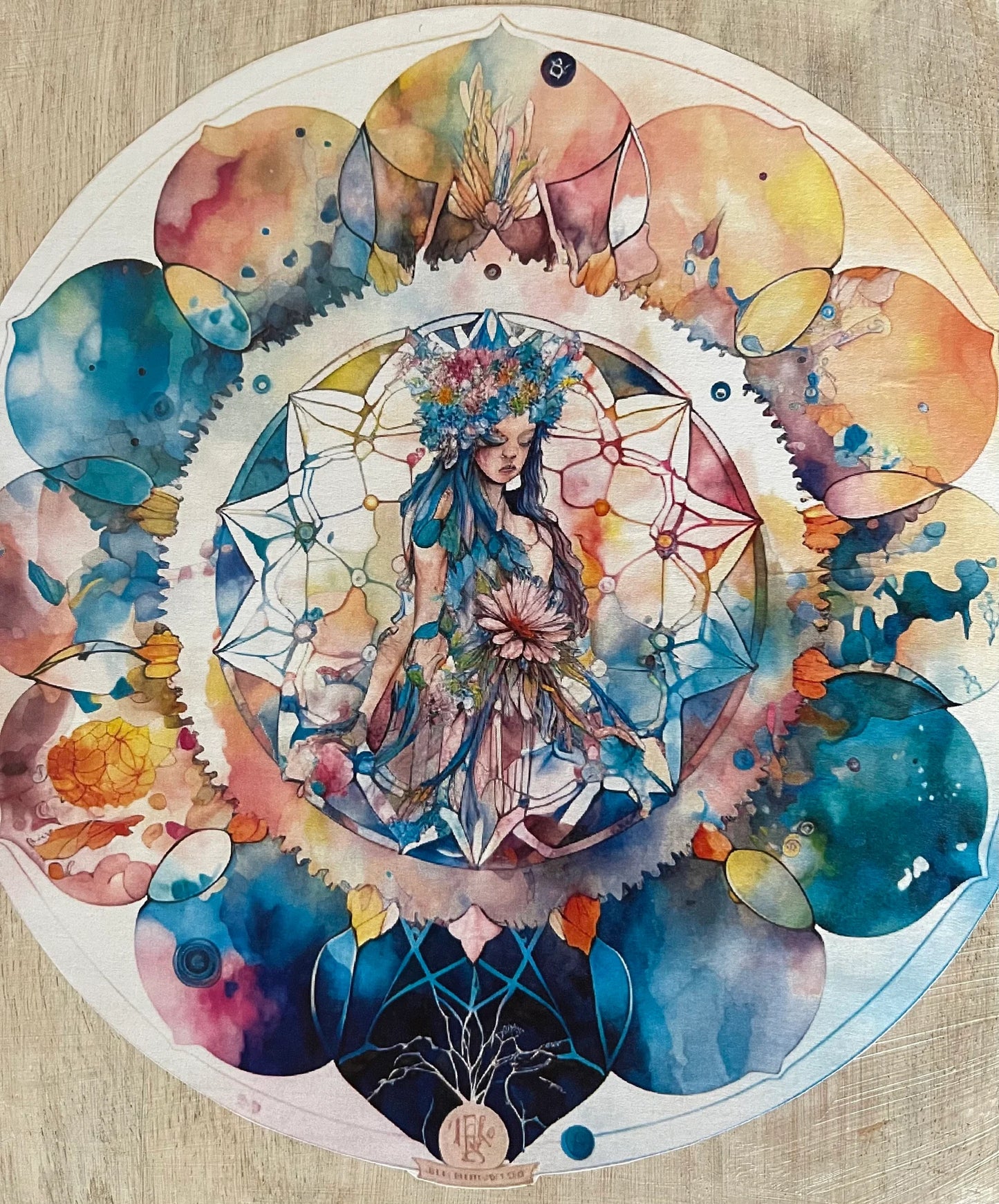 Indigo Goddess Crystal Grid Table, Bodhi Home Decor