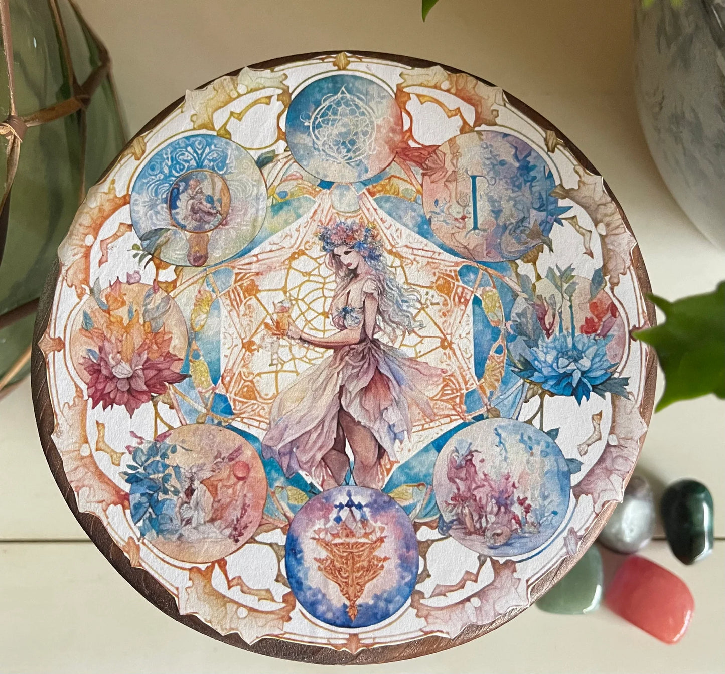 Indigo Goddess Crystal Grid Table, Bodhi Home Decor
