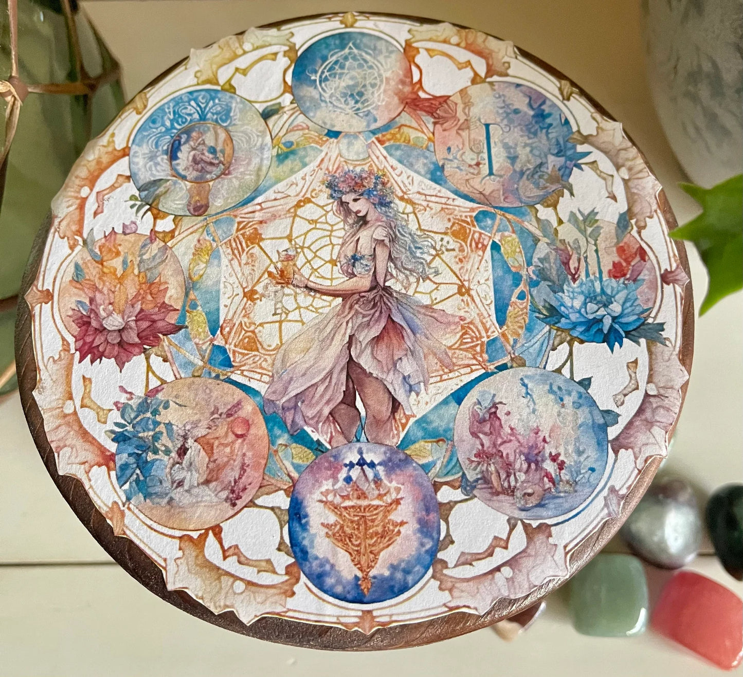 Indigo Goddess Crystal Grid Table, Bodhi Home Decor