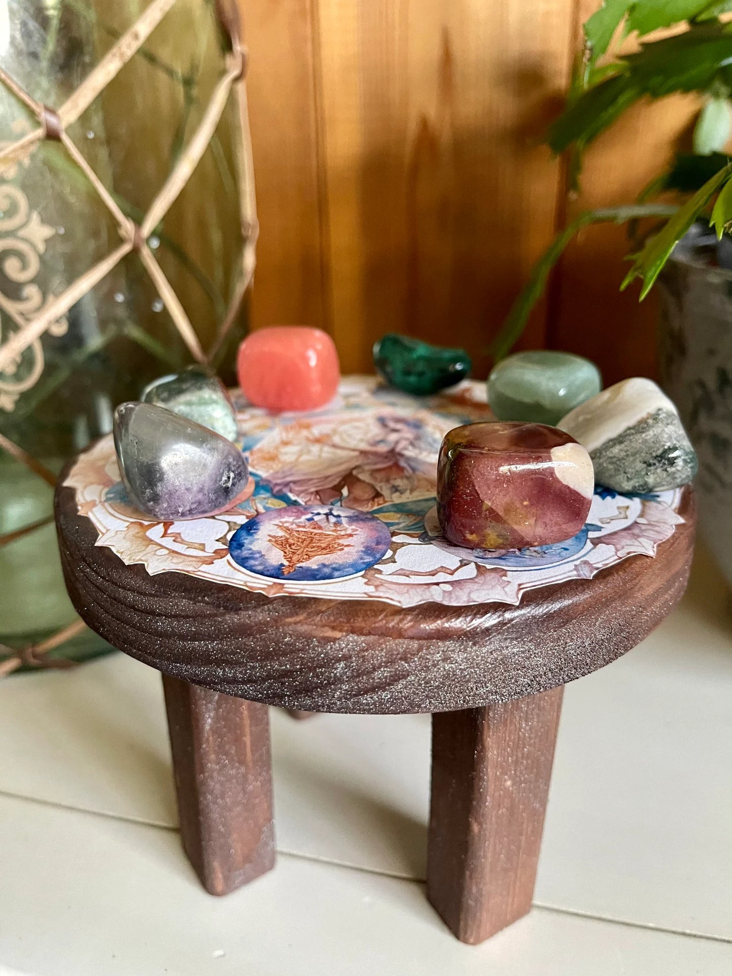 Indigo Goddess Crystal Grid Table, Bodhi Home Decor
