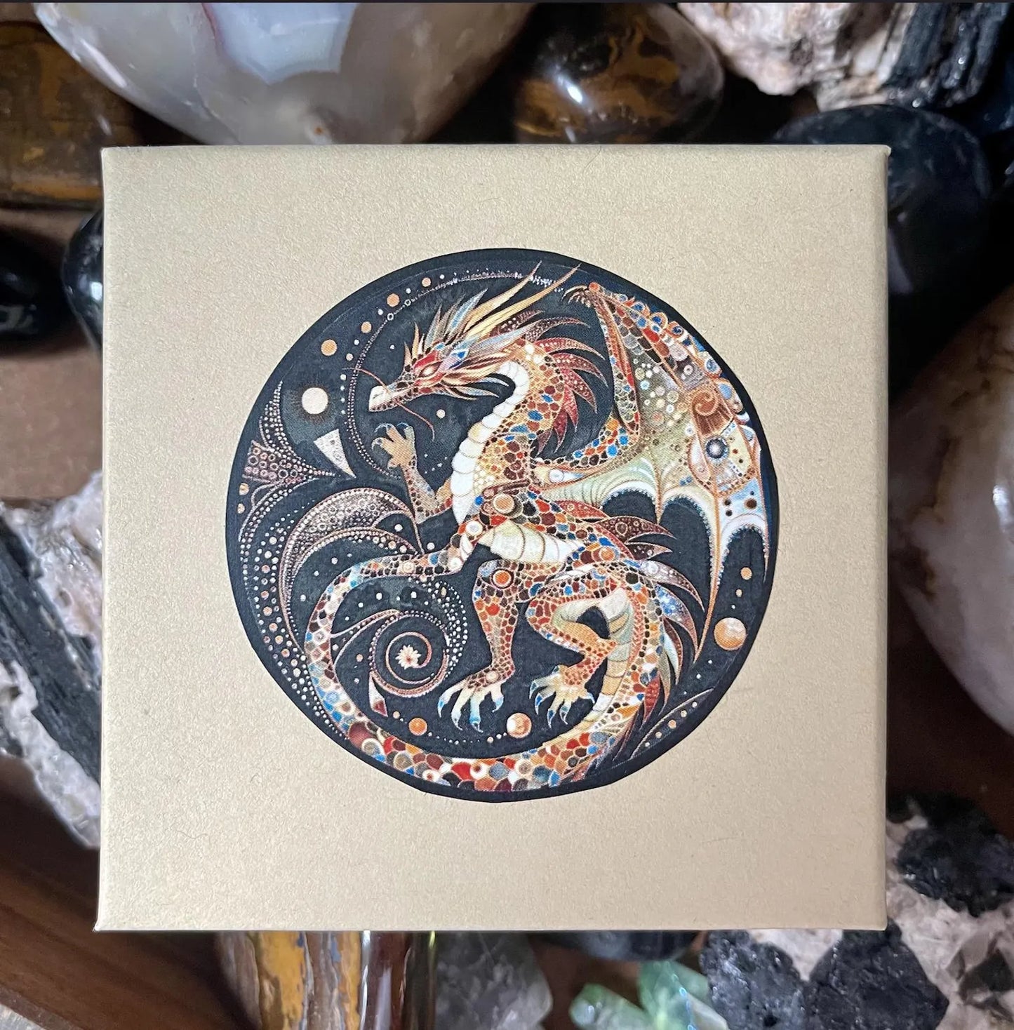 Gift Boxed Dragon Hag Stone and Crystal Bead, Bodhi Jewelry