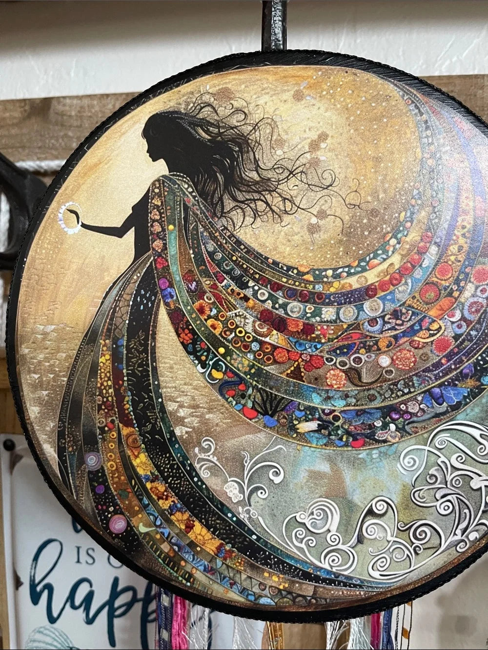 Mystical Artist, Goddess Who Creates, Tambourine and Ribbon 6"