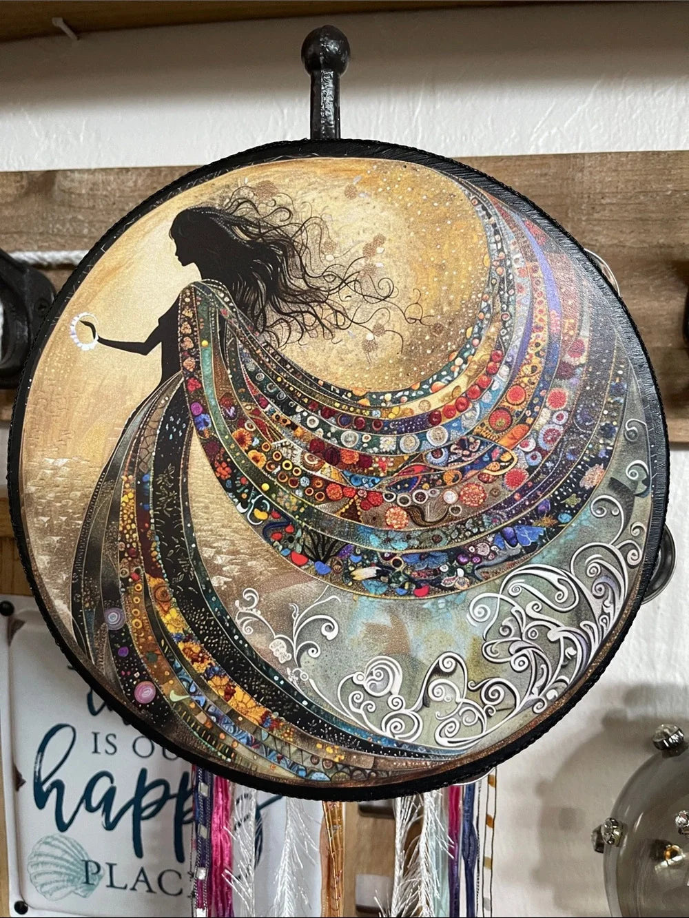 Mystical Artist, Goddess Who Creates, Tambourine and Ribbon 6"